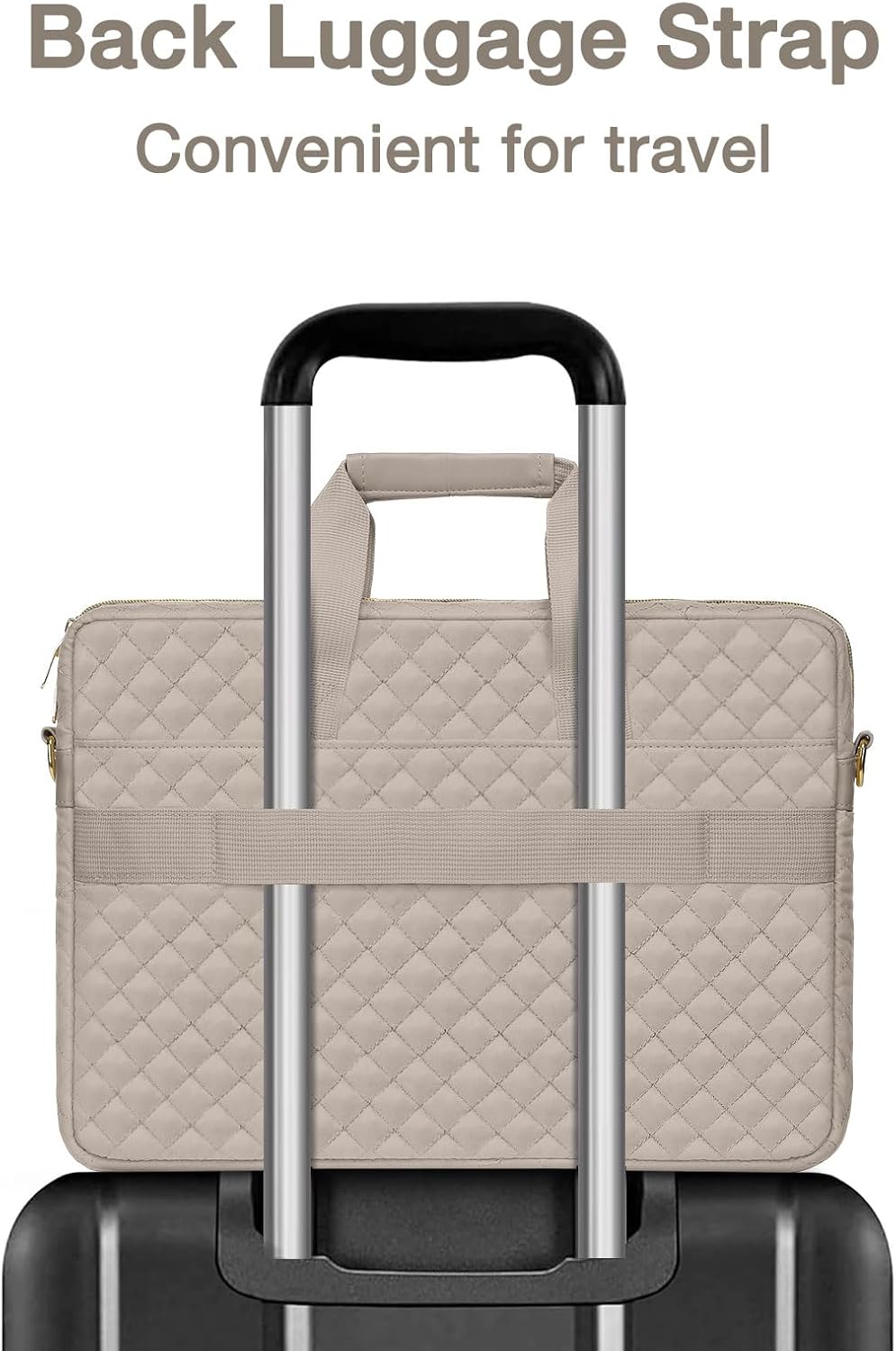 MOSISO Laptopväska, laptopväska, axelväska, dam, portfölj, handväska, kvadratisk quiltad laptopväska, axelväska, kontor, resor, affärer med 3 fickor och remmar