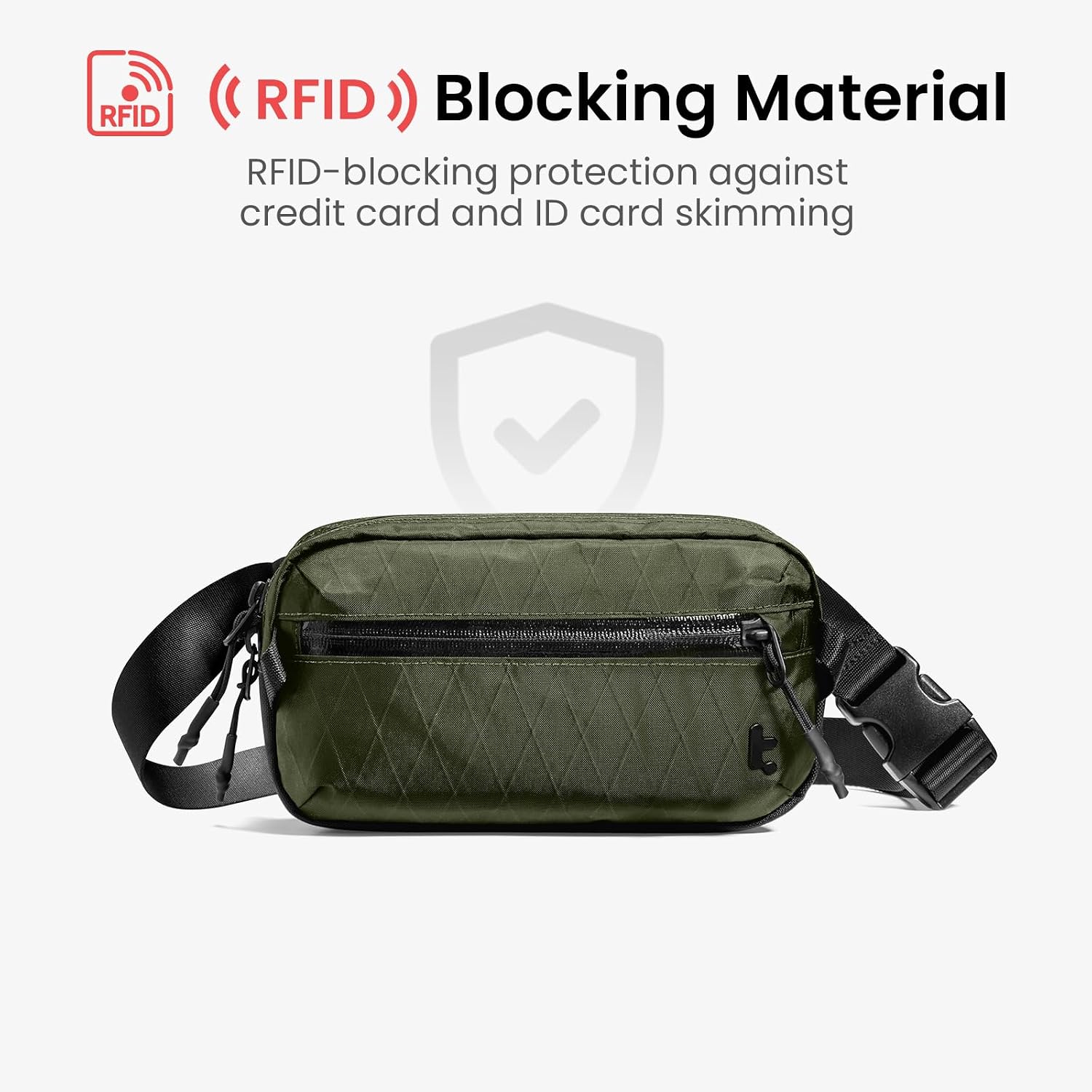 tomtoc 1,5 l crossbody väska med RFID-skydd, liten unisex axelremsväska, sling bag, lätt, vattentät sling bag, för utomhusresor, svart