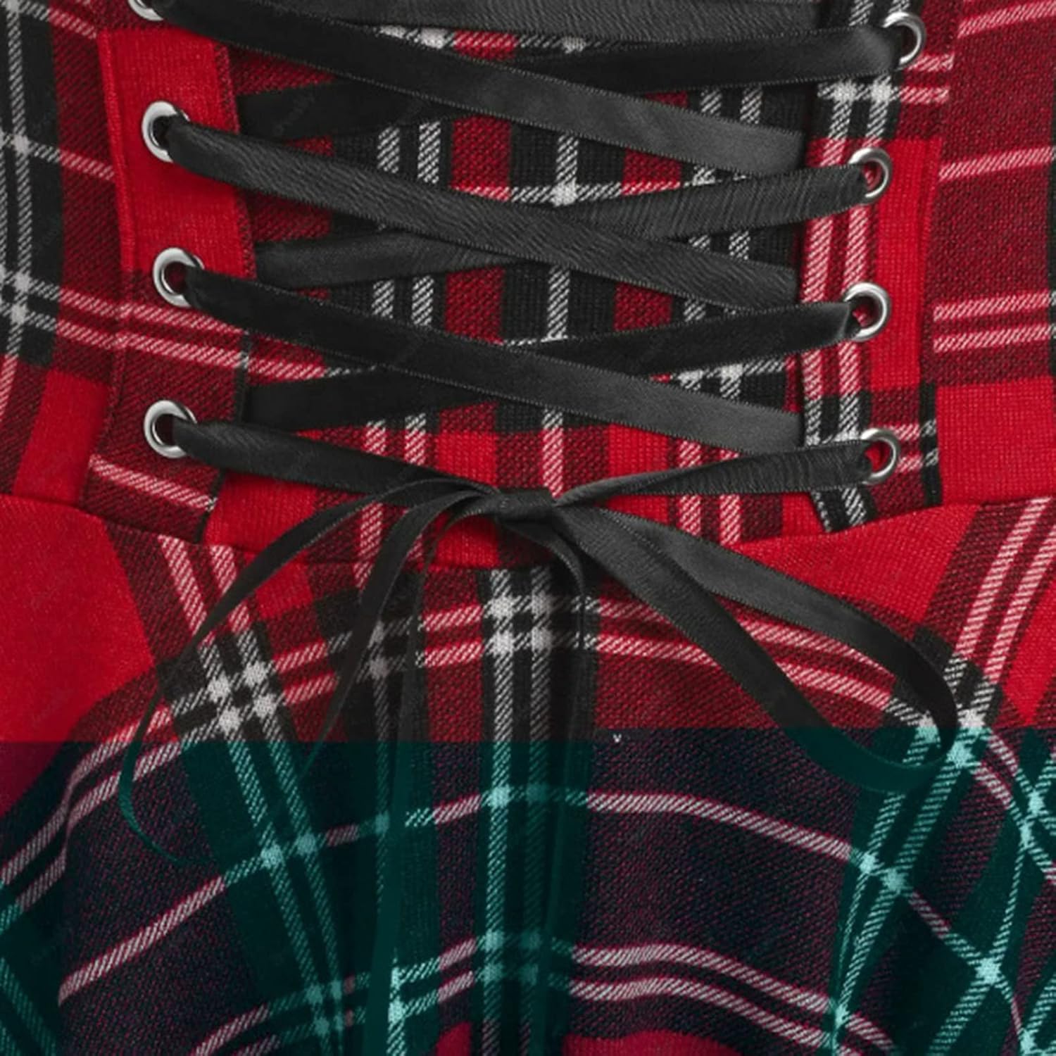 Rutigt Damöverdelar Plus Size Slimbälte Oregelbunden Kortärmad Näsduksklänning
