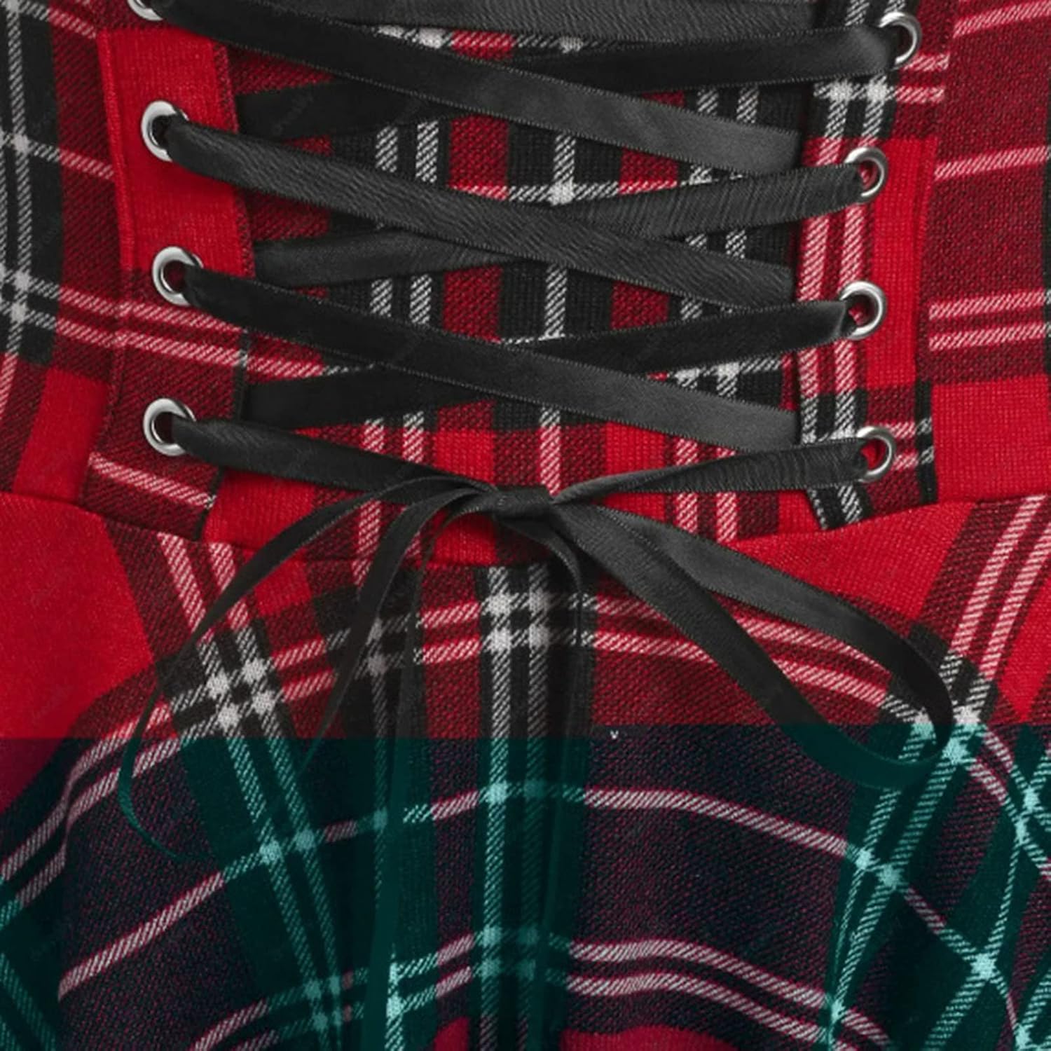 Rutigt Damöverdelar Plus Size Slimbälte Oregelbunden Kortärmad Näsduksklänning