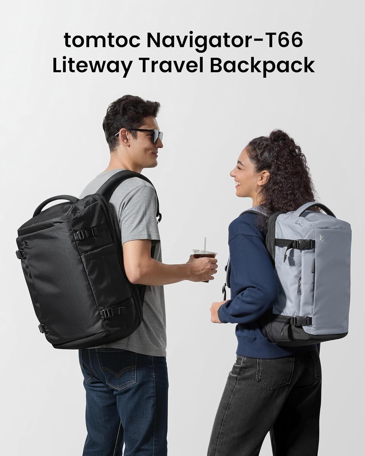 tomtoc 40L Reseryggsäck, TSA-vänlig handbagage-ryggsäck Reseryggsäck för 15,6-17 tums bärbar dator, flyggodkänd ombordstigning Vattenavvisande kabinryggsäck för resor Weekender Trip