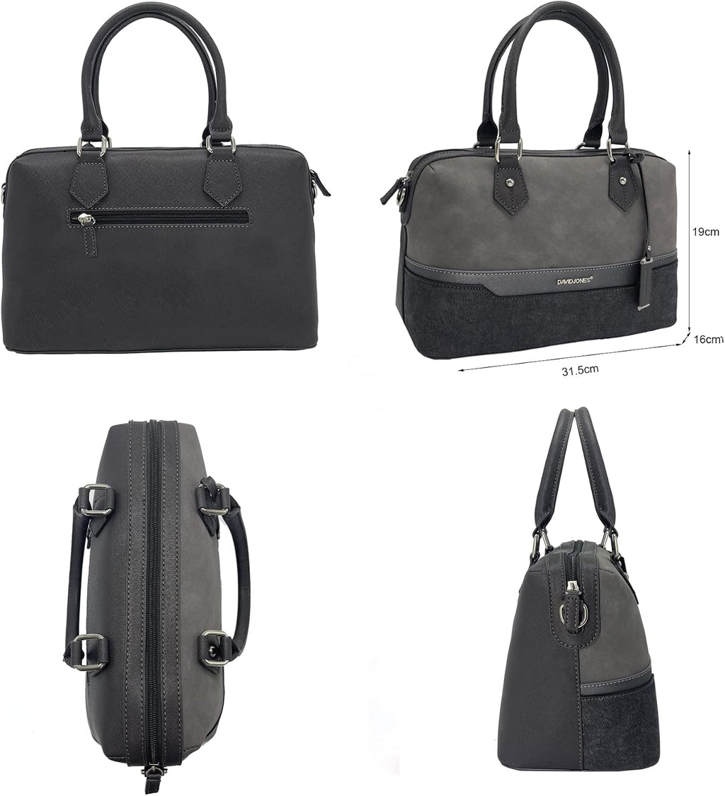 David Jones - Dam Stor Handväska - PU Läder Tote Bag - Praktisk Randig Axelväska - Kvinnor Medelstor Väska Axelremsväska Tygväska Damväska Shopper - Trendig Mode Elegant Kontor Arbete