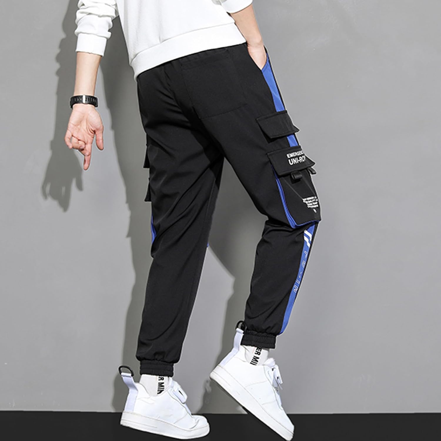 XYXIONGMAO Streetwear joggingbyxor casual sportbyxor säckiga vardagliga techwear hiphop träningsbyxor svarta cargobyxor för män