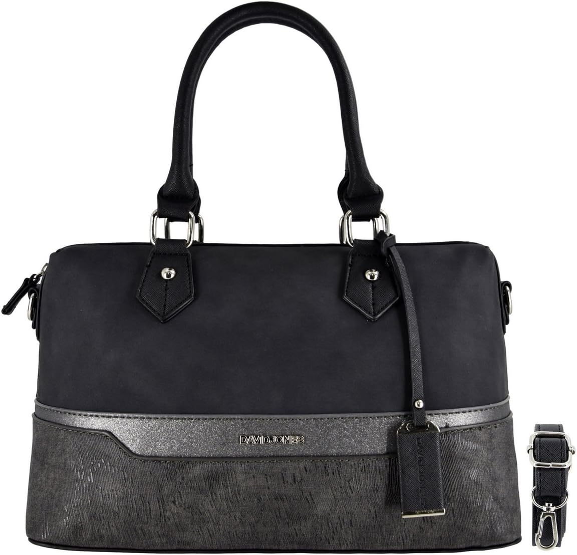 David Jones - Dam Stor Handväska - PU Läder Tote Bag - Praktisk Randig Axelväska - Kvinnor Medelstor Väska Axelremsväska Tygväska Damväska Shopper - Trendig Mode Elegant Kontor Arbete