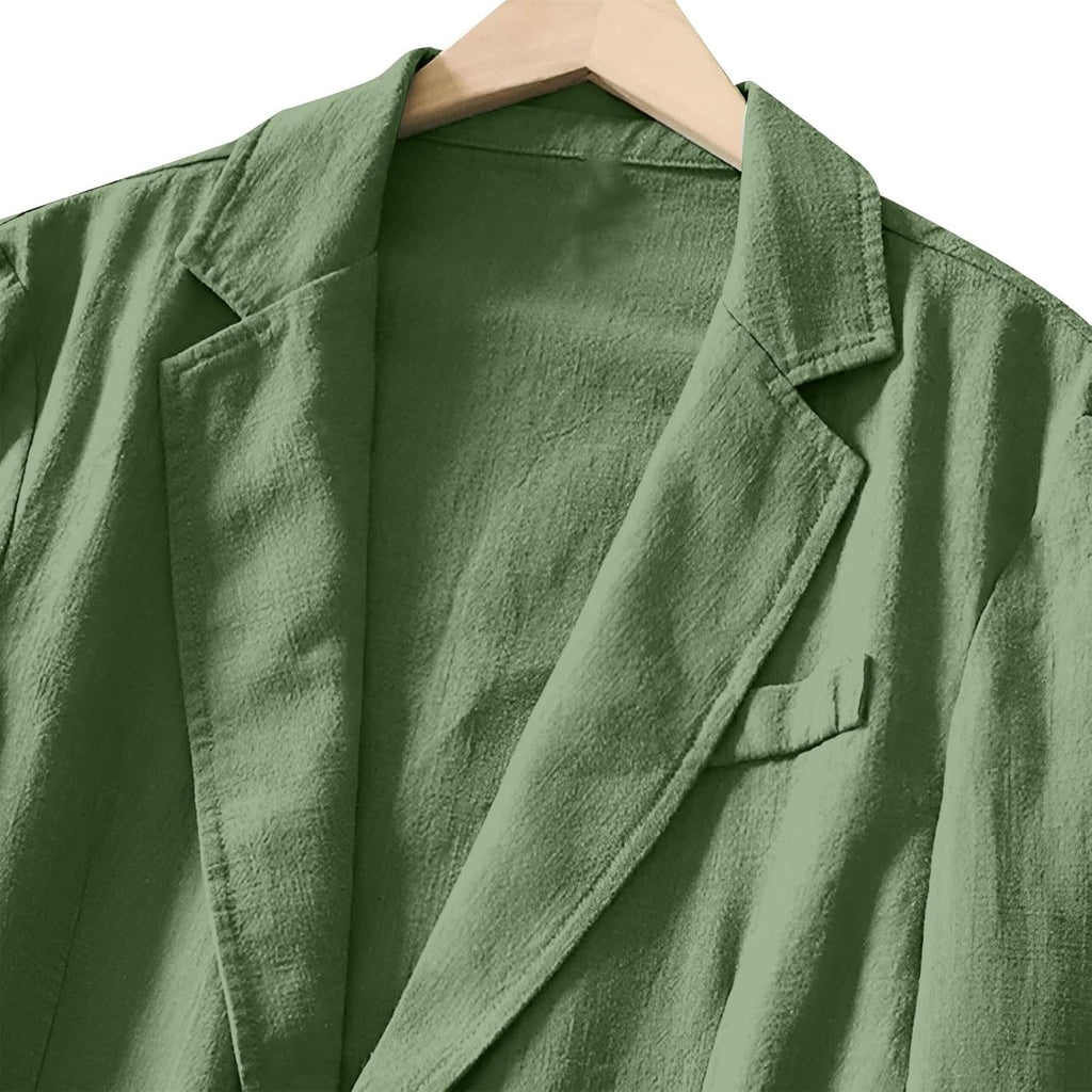Kostymjackor för män normal passform – linnejackor för män UK lätt kostymjacka smart vardaglig två knappar blazer enfärgad andningsbar blazer lös passform rockar fritid sport rock