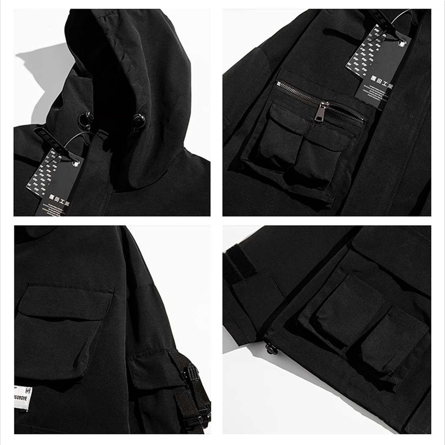XYXIONGMAO Gotiska kläder taktisk techwear dragkedja jacka vindjacka huva streetwear jackor för män