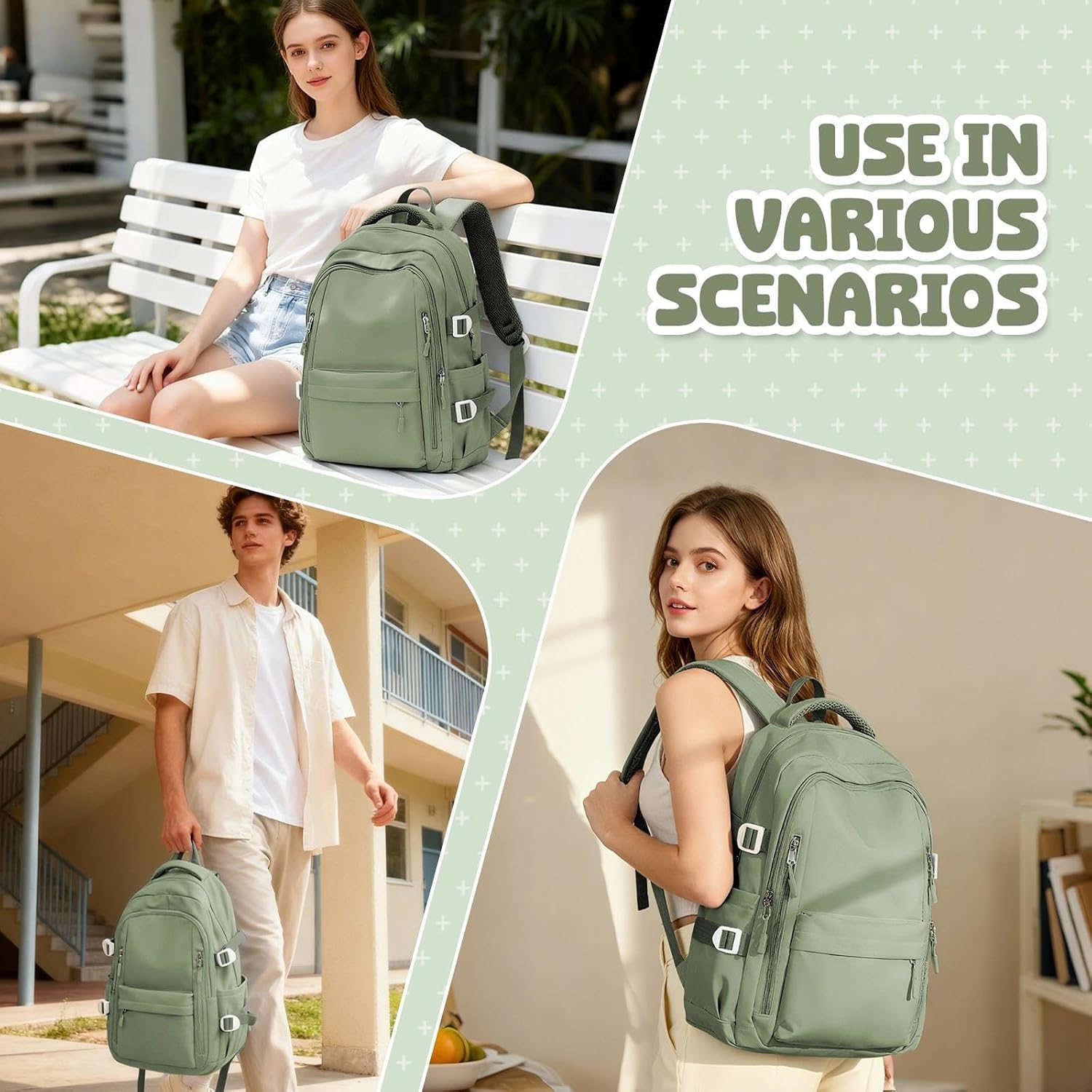 HYC00 Skolryggsäck Flicka Skolväska Lätt Ryggsäck Tjej Tonåring Bokväskor Skola Skolväskor Pojkar Laptop Ryggsäck Dam 14 Tum College Bag Fritidsryggsäck för Kvinnor Casual Dagsryggsäck,Blå