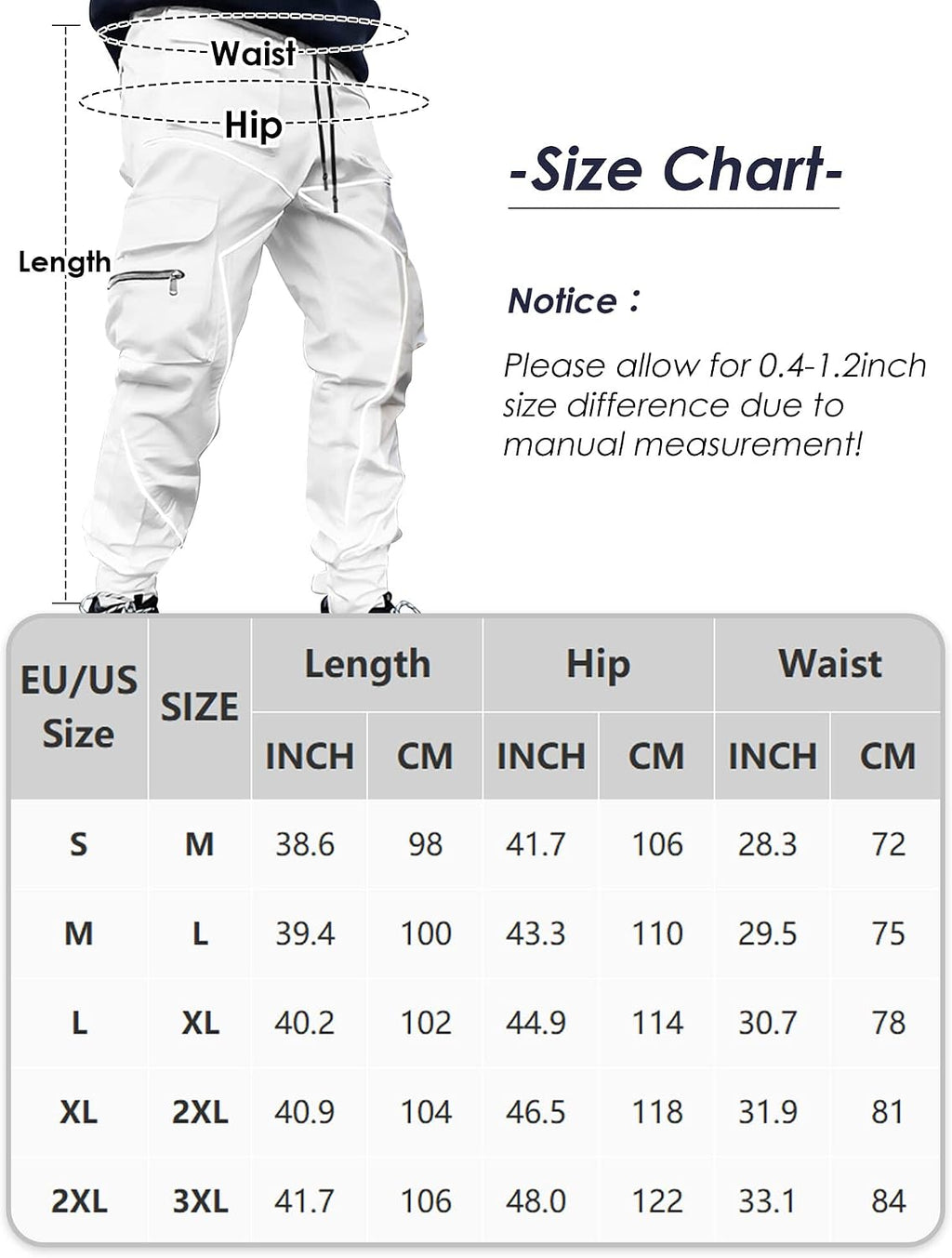 AIEOE Cargobyxor, herr, hip hop, techwear, cargobyxor med reflekterande ränder, streetwear, punkbyxor, joggingbyxor, joggingbyxor med fickor, elastisk linning
