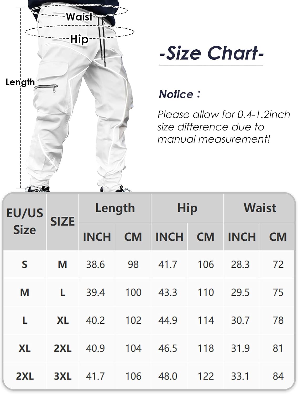 AIEOE Cargobyxor, herr, hip hop, techwear, cargobyxor med reflekterande ränder, streetwear, punkbyxor, joggingbyxor, joggingbyxor med fickor, elastisk linning