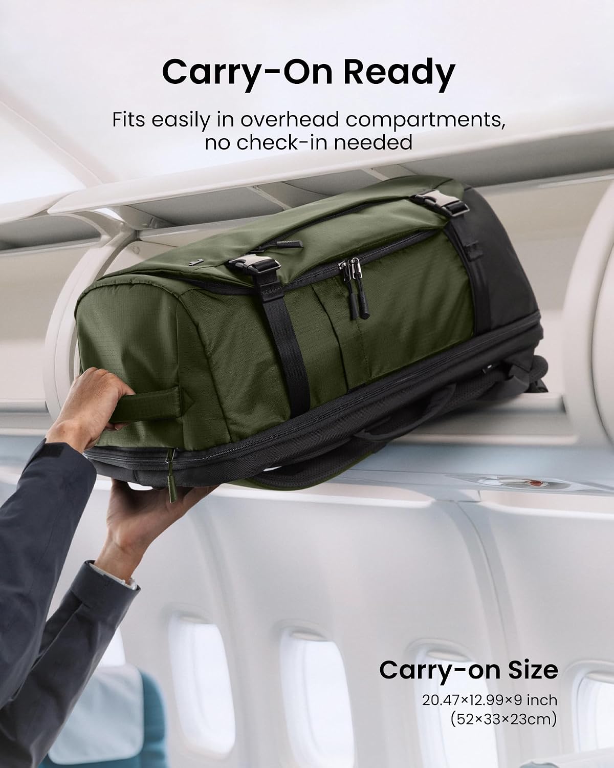 tomtoc 40L Reseryggsäck, TSA-vänlig handbagage-ryggsäck Reseryggsäck för 15,6-17 tums bärbar dator, flyggodkänd ombordstigning Vattenavvisande kabinryggsäck för resor Weekender Trip