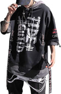 XYXIONGMAO Techwear Japansk hiphop-skjorta för män, grafisk alfabetdesign, arbetskläder, gotisk tröja