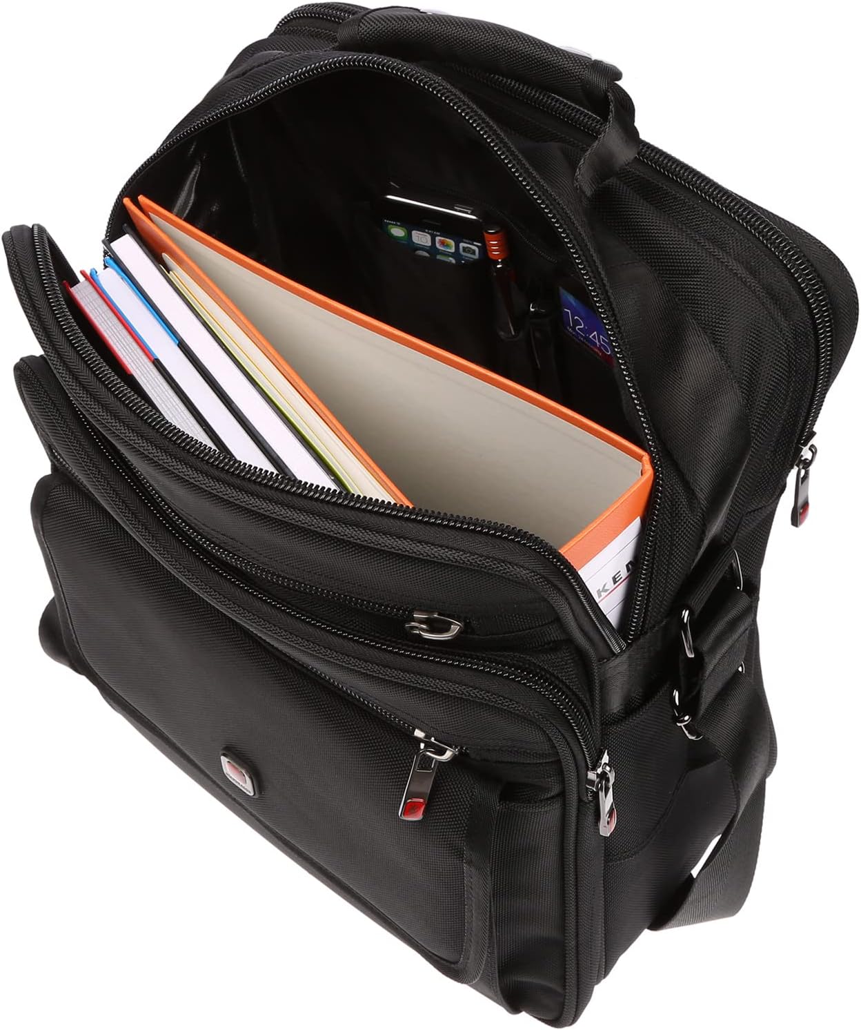 Christian Wippermann XXL axelväska flygvärdinneväska herrar väska Messenger arbetsväska laptopväska, svart, 31 x 37 x 17 cm