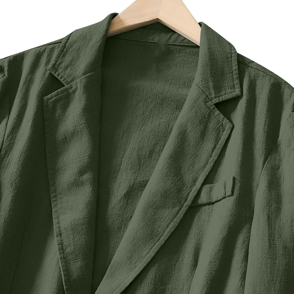 Kostymjackor för män normal passform – linnejackor för män UK lätt kostymjacka smart vardaglig två knappar blazer enfärgad andningsbar blazer lös passform rockar fritid sport rock