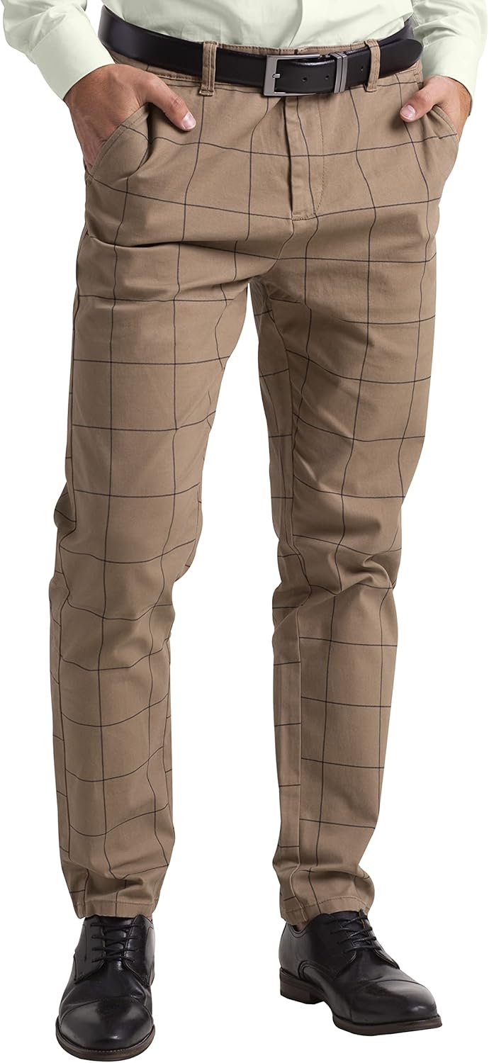 westAce Chino-byxor för män smal passform stretch twill vardagsbyxor