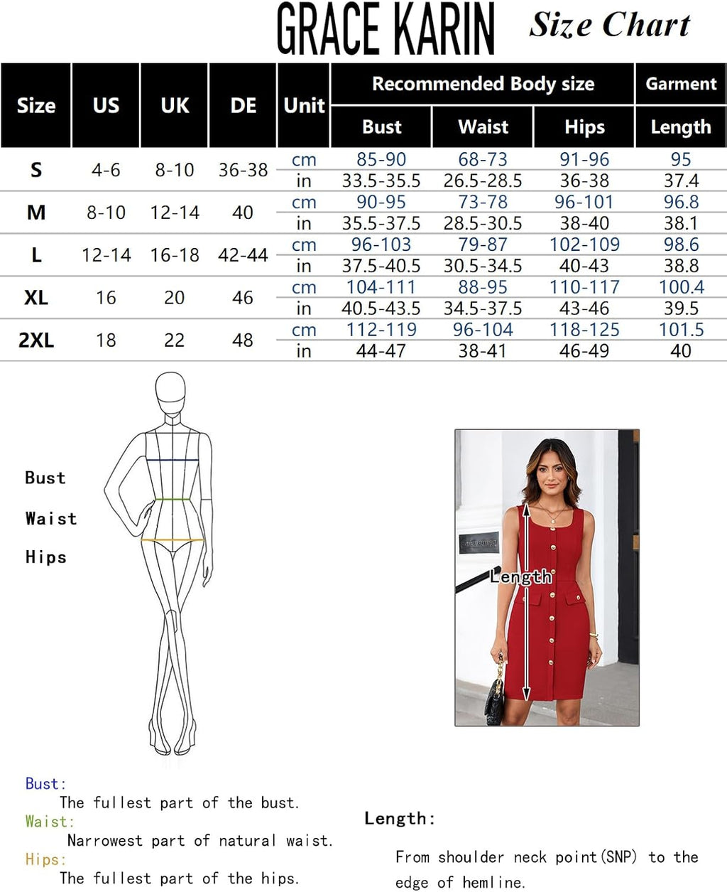 GRACE KARIN cocktailklänning för kvinnor, elegant klänning, ärmlös, fyrkantig hals, knapp, bälte, affär, arbete, kontor, formell klänning, wrap klänning, bodycon miniklänning med bälte