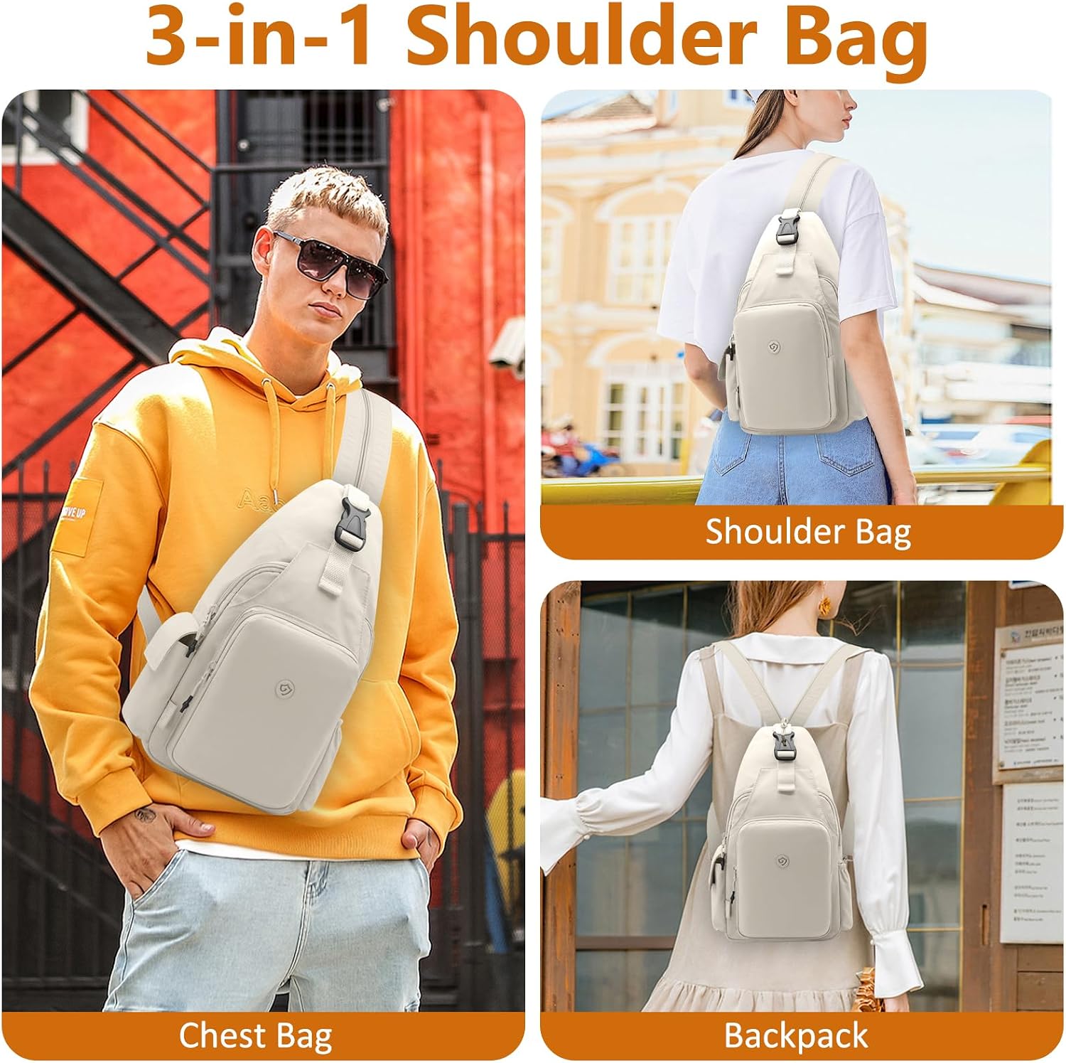 Bröstväska liten ryggsäck herr crossbody väska sling väska lätt bröstväska stöldskydd nylon ryggsäck axelväska herr dam för cykling resor sport