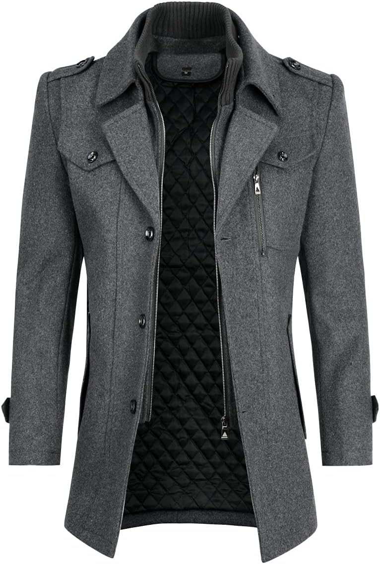 Rockar för Herr Casual Vinter Ullkappor Regular Fit Vinter kappa Ärtkappa för Vintern