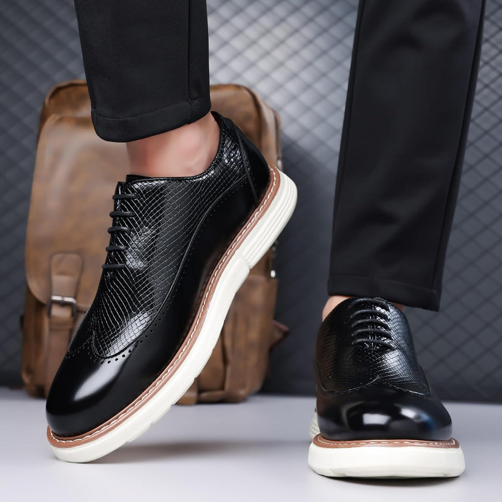 Herr Casual Sneaker Brogues Business Formal Oxfords Lackskinn Snörning Kontors Promenadskor