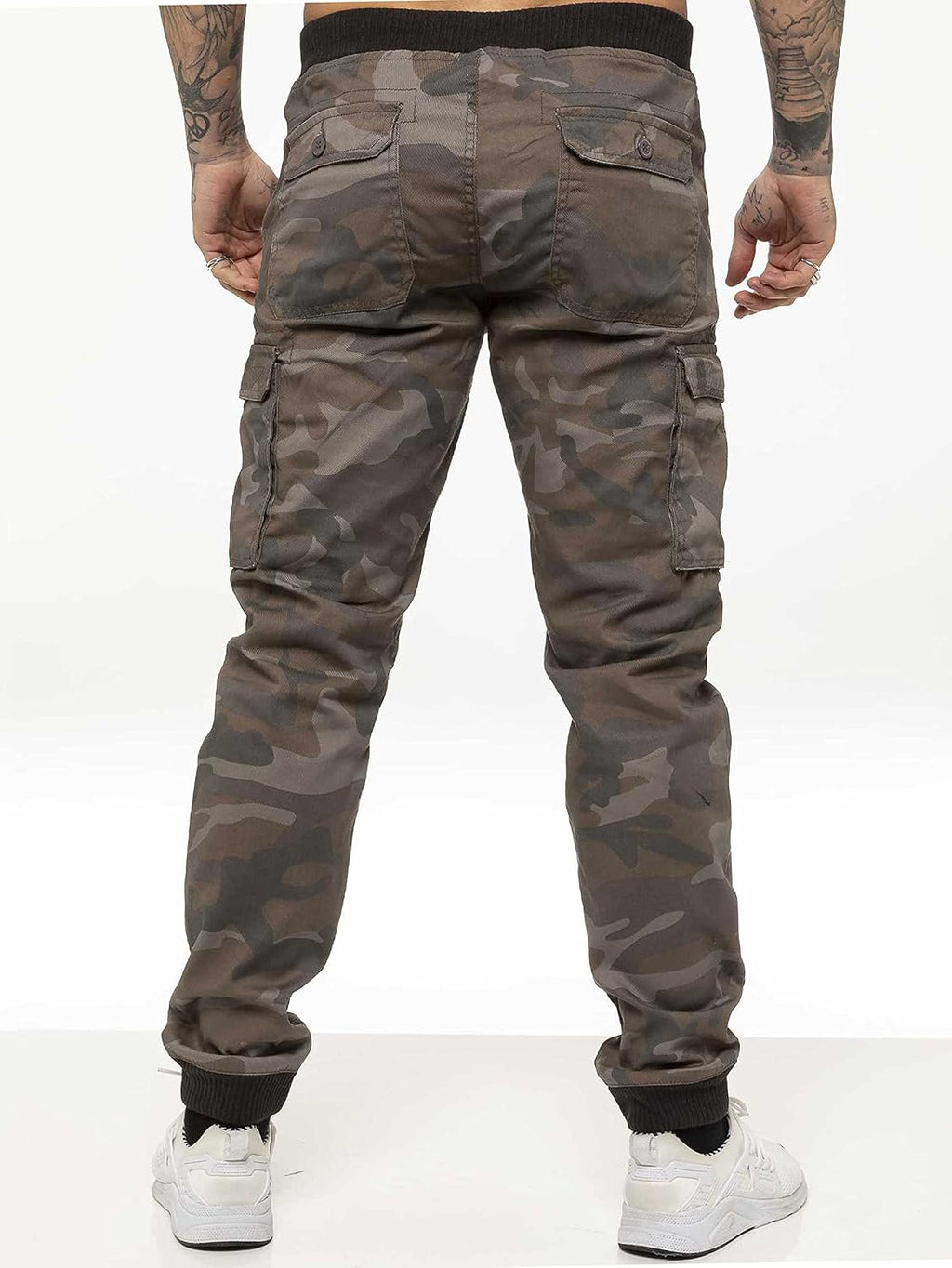 Enzo Herr militär strid joggingbyxor kamouflage cargo kamouflage arbetsbyxor