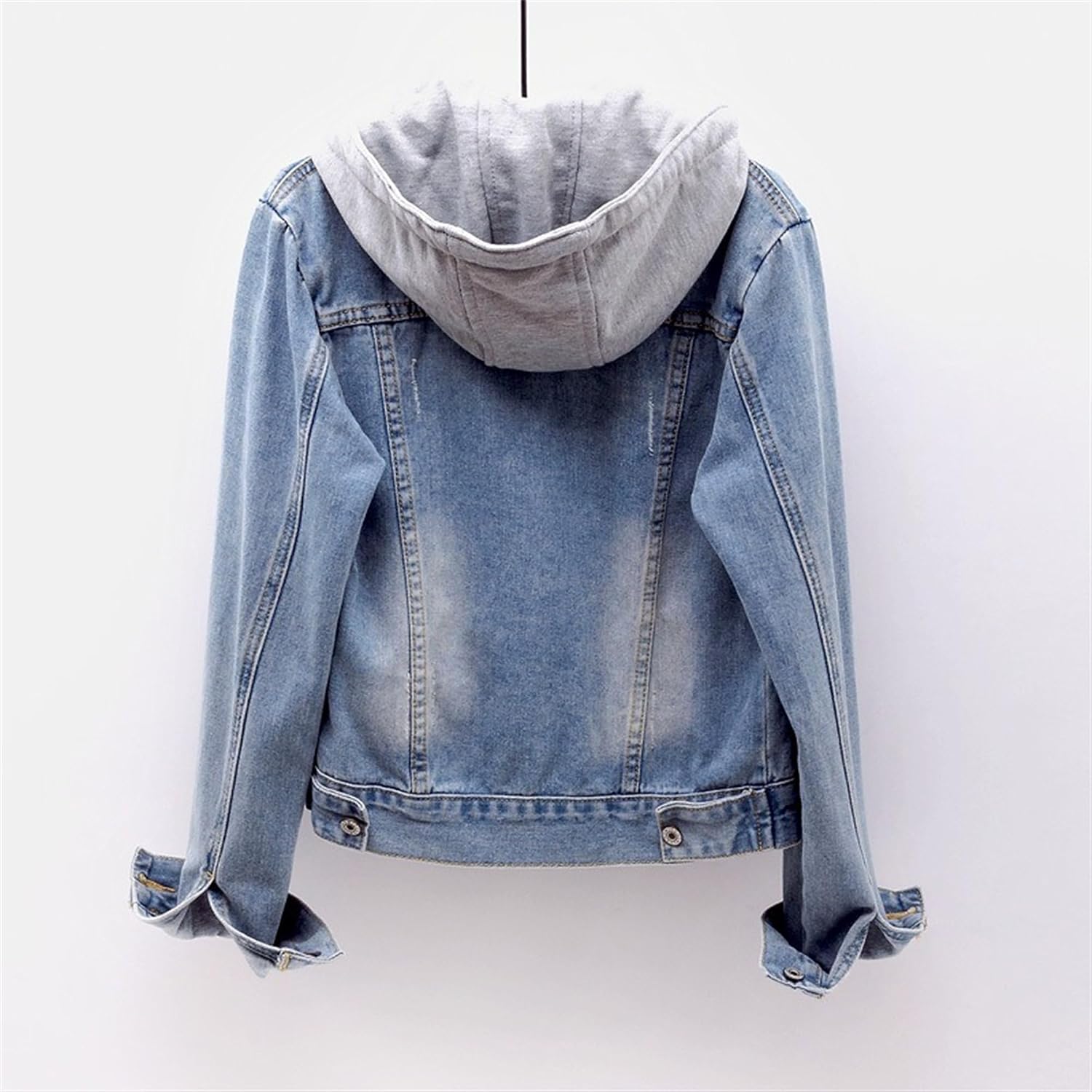 Huvtröjor för kvinnor vardaglig sommar långärmad huvtröja denimjackor button down trendig jeansjacka med huva