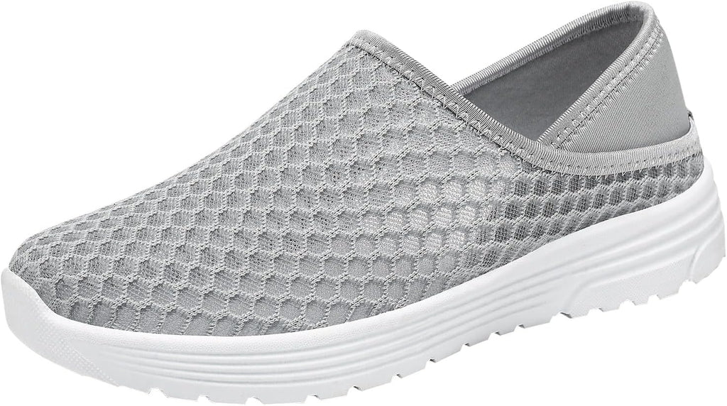 Legere bekväm snörfri herrsneakers, ventilerande herrsneakers, mjuk stickad topp, ortopediska slip-on skor, halkfria mjuka innersulor för fitness löpning promenader