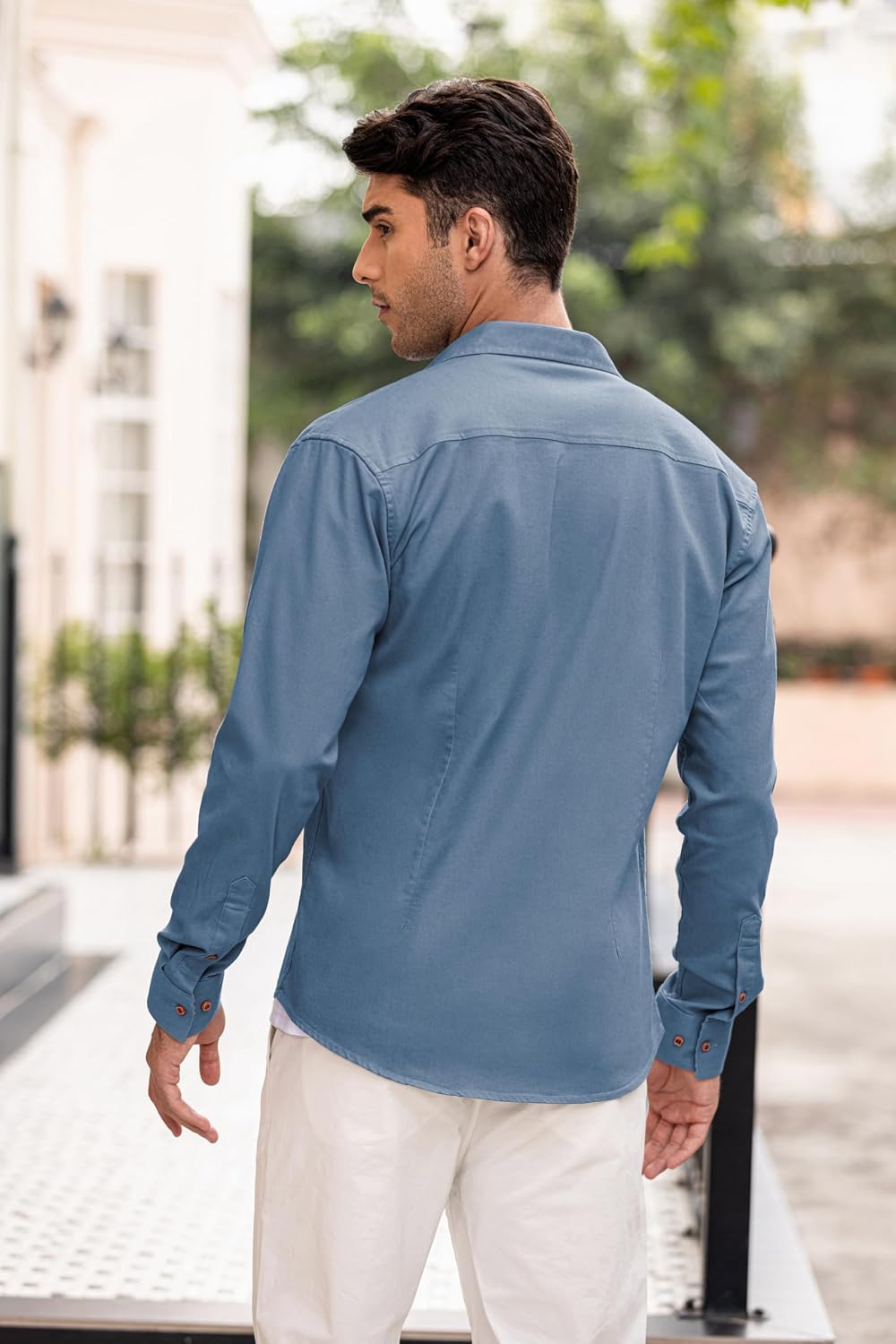COOFANDY jeansskjorta för män, denimskjorta, långärmad skjorta, cowboystil, fritidsskjorta, män, Kent krage, affärer, ledig