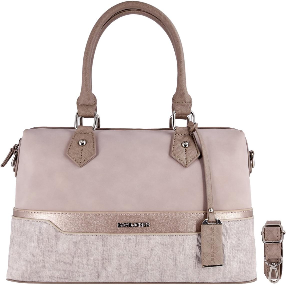 David Jones - Dam Stor Handväska - PU Läder Tote Bag - Praktisk Randig Axelväska - Kvinnor Medelstor Väska Axelremsväska Tygväska Damväska Shopper - Trendig Mode Elegant Kontor Arbete