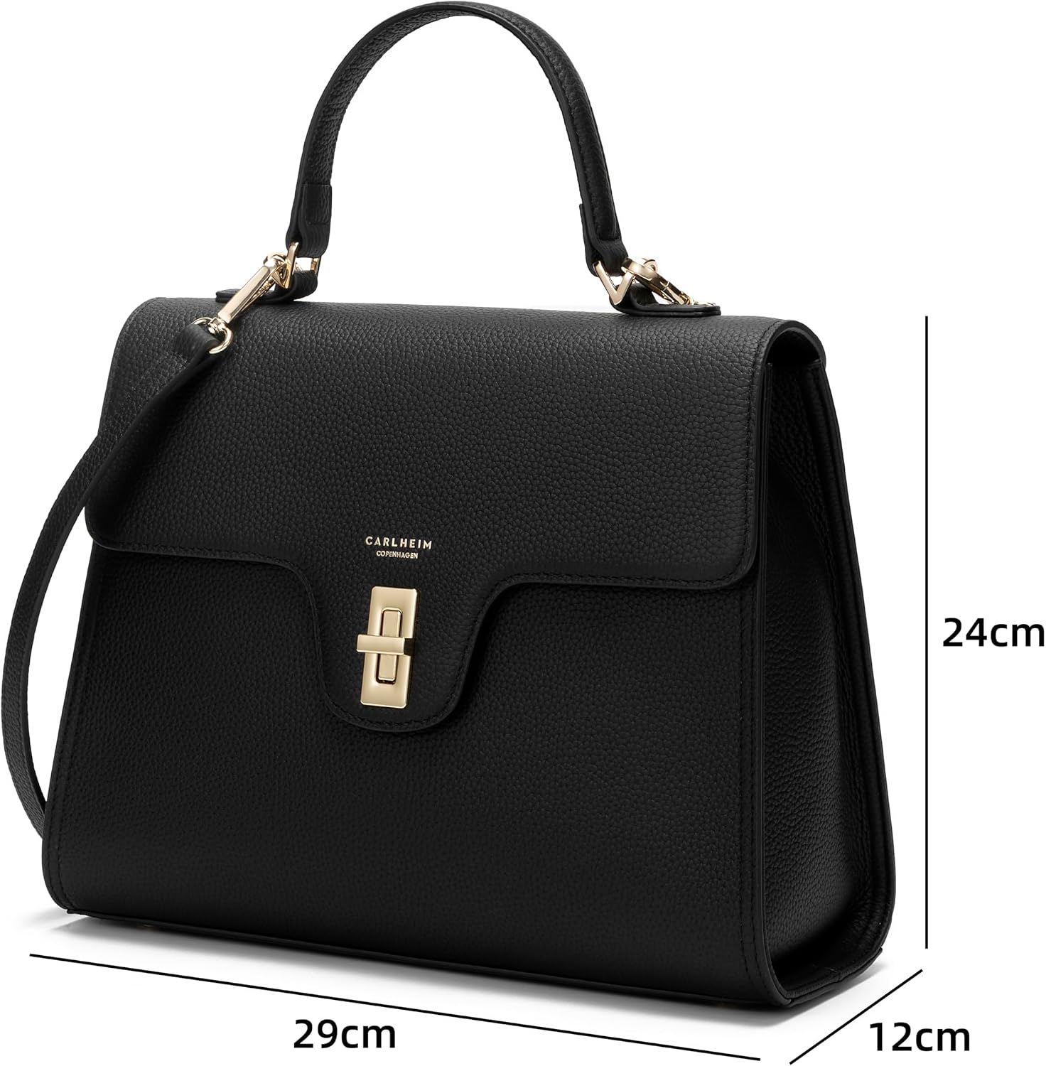 Carlheim, Skagen Genuine Leather collection, Estelle Genuine Leather Handbag (Black)