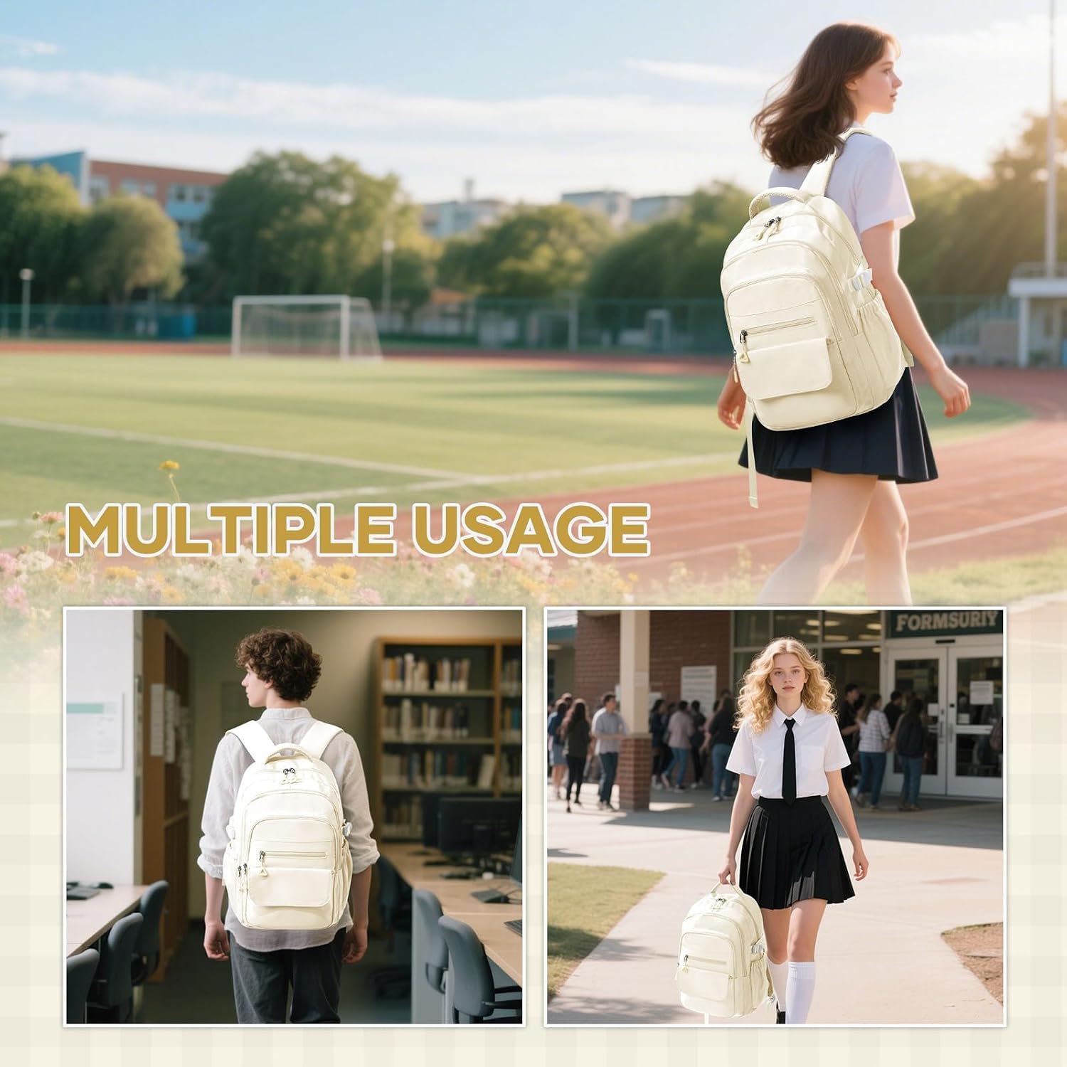 HYC00 Skolryggsäck Flicka Skolväska Lätt Ryggsäck Tjej Tonåring Bokväskor Skola Skolväskor Pojkar Laptop Ryggsäck Dam 14 Tum College Bag Fritidsryggsäck för Kvinnor Casual Dagsryggsäck,Blå
