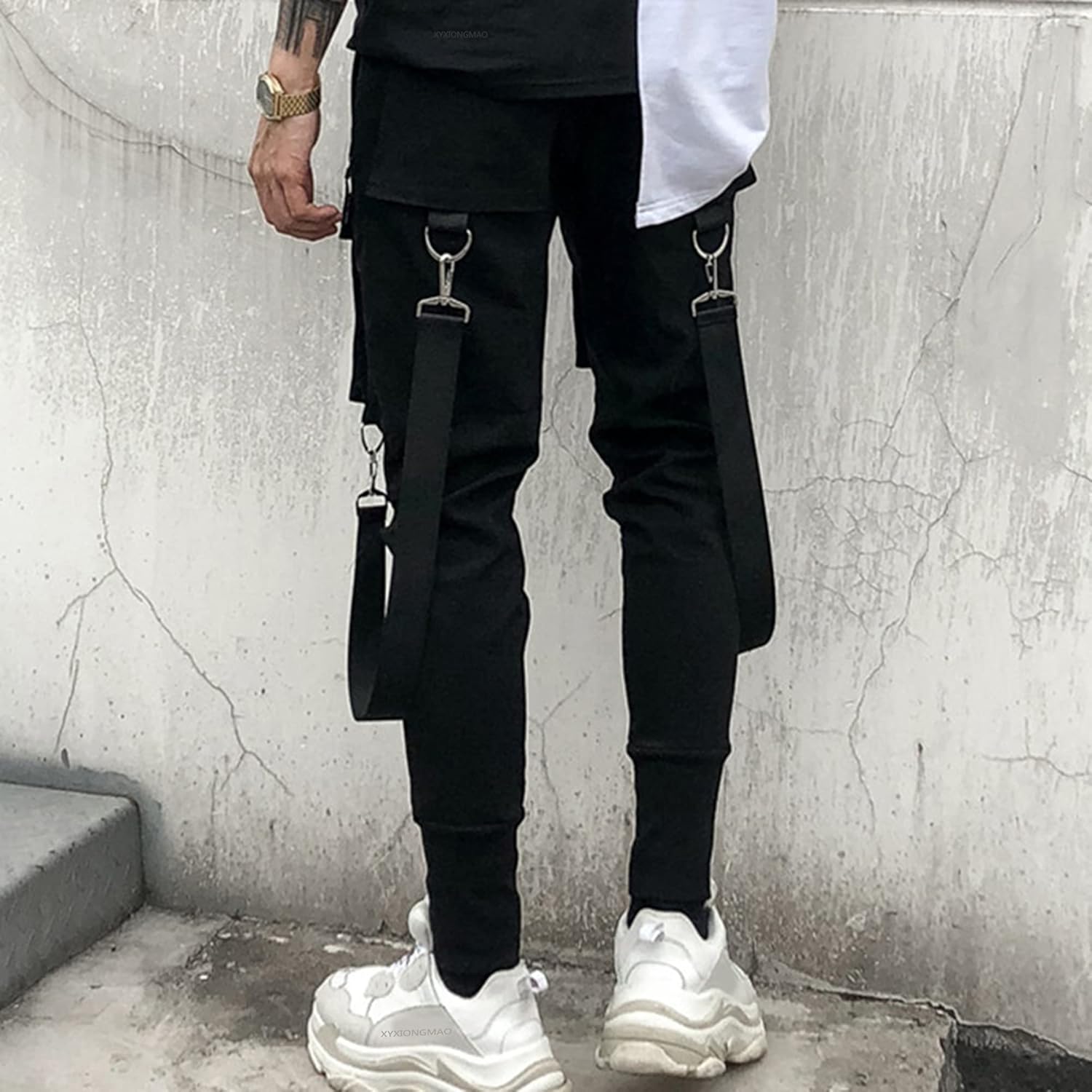XYXIONGMAO Unisex Cargo haremsbyxor funktionella taktiska träningsbyxor byxor hiphop joggingbyxor techwear streetwear overaller