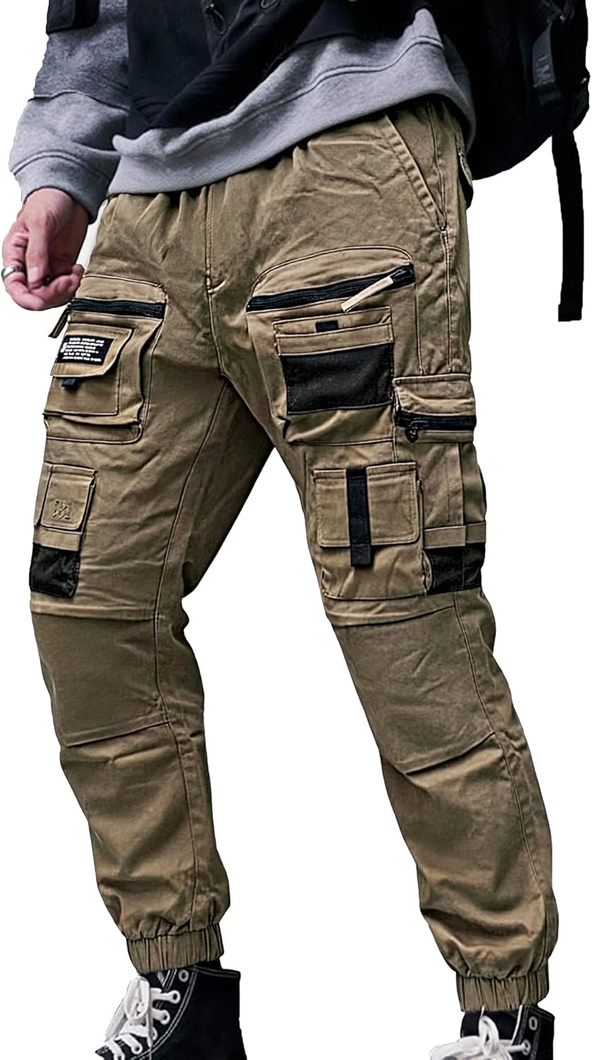 XYXIONGMAO Multi-Pocket lösa overaller vardagliga funktionella byxor cargo joggingbyxor techwear harem hip hop byxor för män