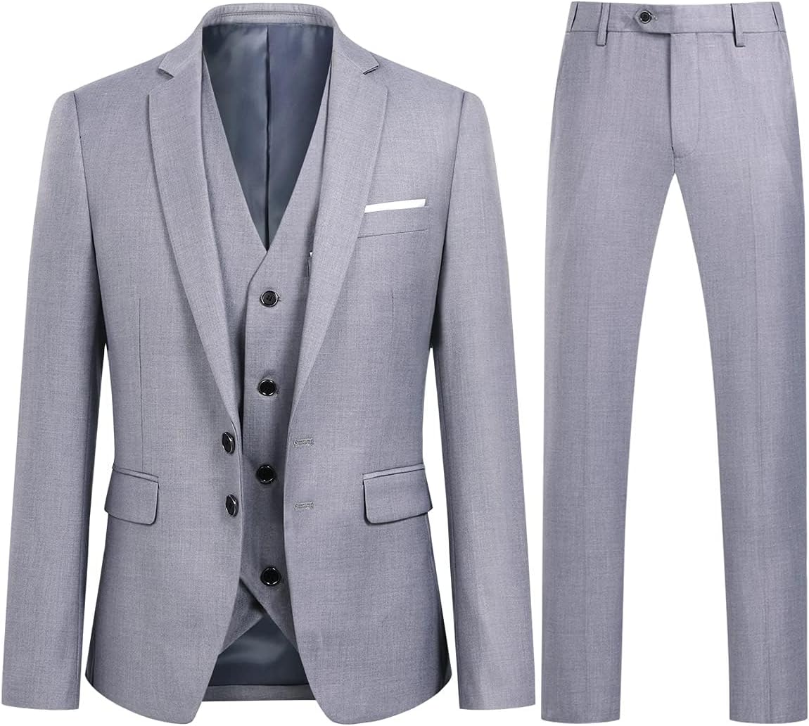 YOUTHUP 3-delad kostym smal passform för män elegant business bröllop kostym blazer västar byxor
