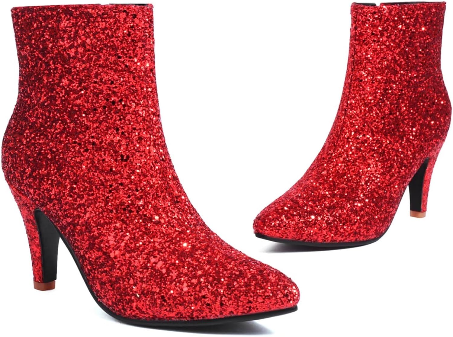 dam stilett höga klackar ankelstövlar med glitter spets ankelstövlar vinterstövlar