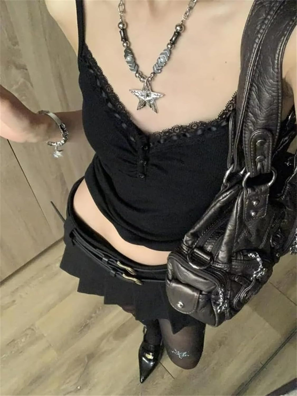 Emo Alt Goth Grunge linne, Y2k spaghetti rem linne toppar, sommar gotiska kläder rygglös väst