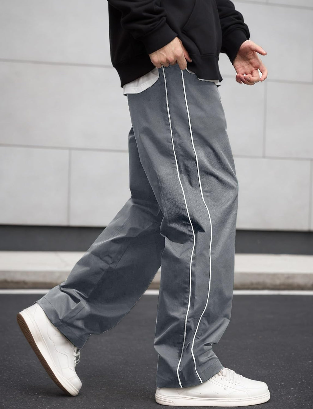AIEOE herr, säckig joggingbyxor, Y2K, träningsbyxor, breda sportbyxor med dragsko, streetwear, fritidsbyxor med rörband, tonåring, mode