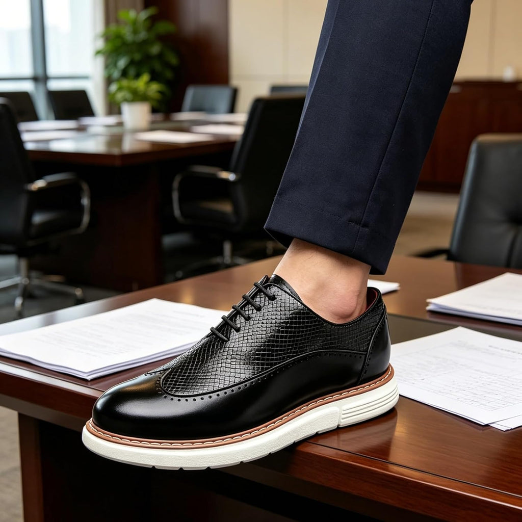 Herr Casual Sneaker Brogues Business Formal Oxfords Lackskinn Snörning Kontors Promenadskor