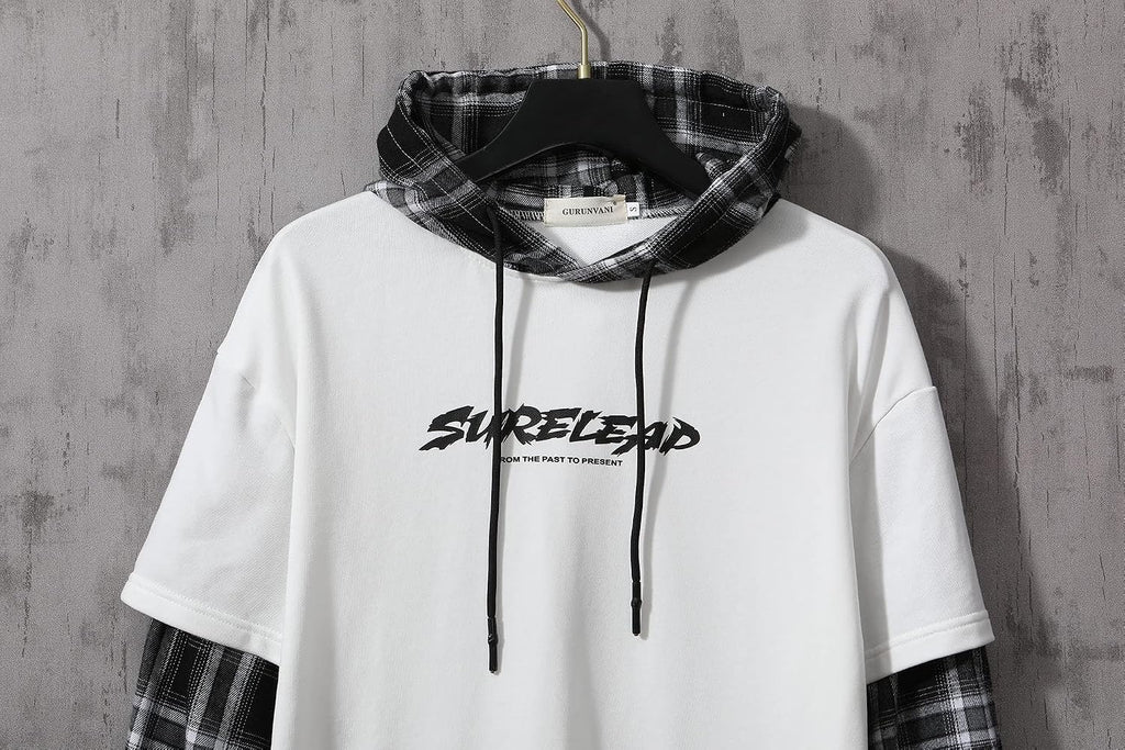 GURUNVANI Lappteknik huvtröjor herr bokstavstryck streetwear huvtröja herr sweatshirt