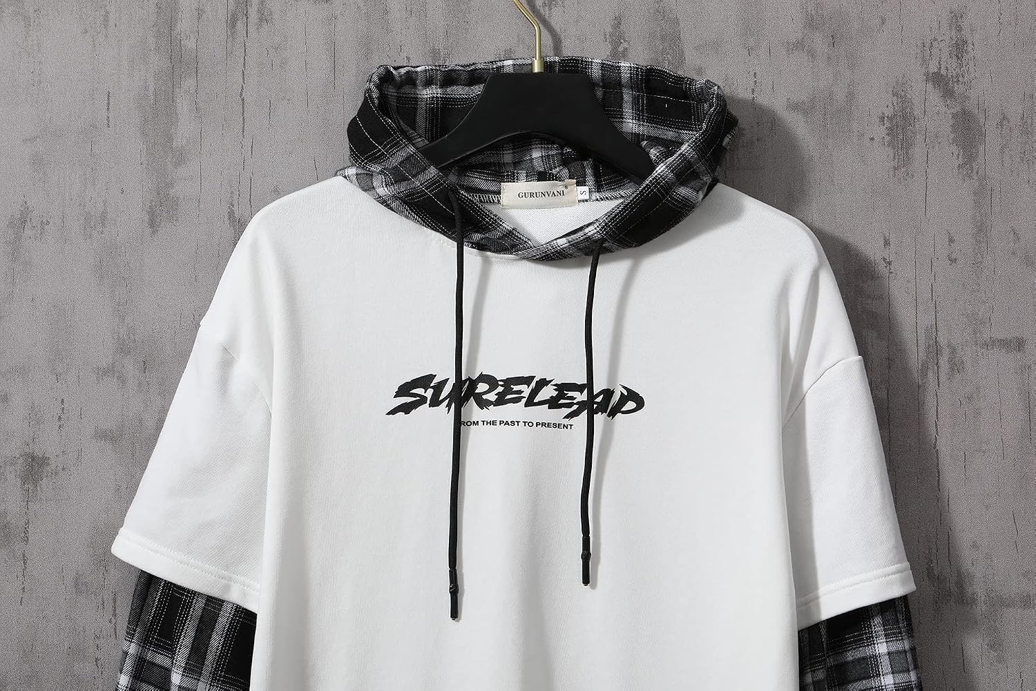 GURUNVANI Lappteknik huvtröjor herr bokstavstryck streetwear huvtröja herr sweatshirt