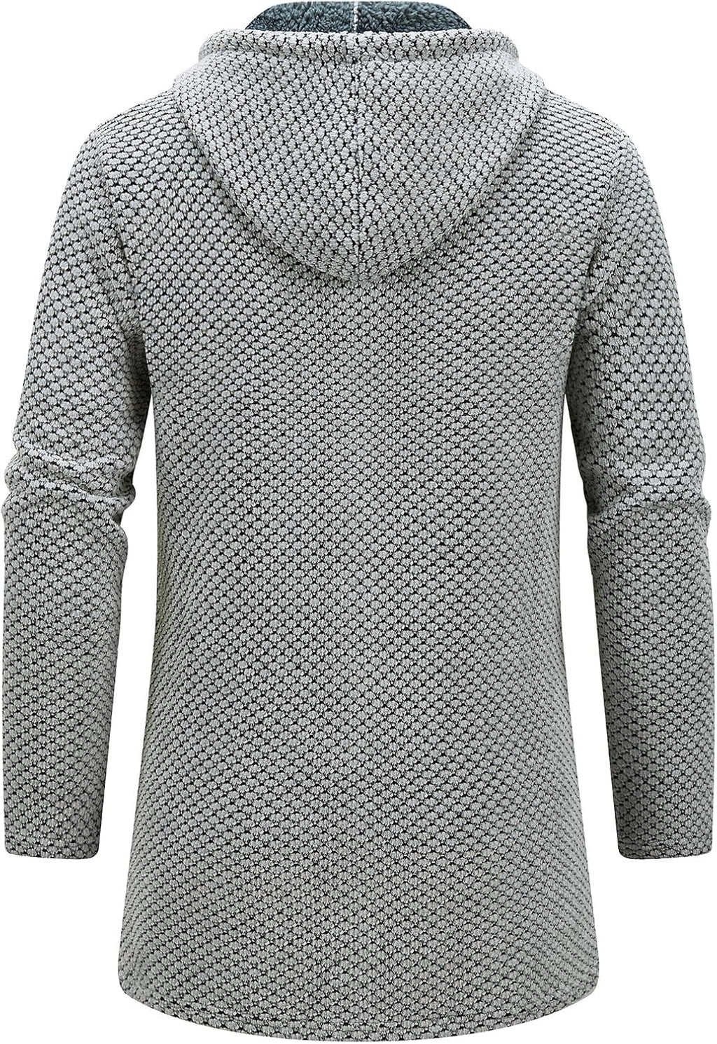 KUDORO Herrcardigan lång väst med dragkedja stickad kofta huvtröja tjock och ledig fleece tröja huvtröja