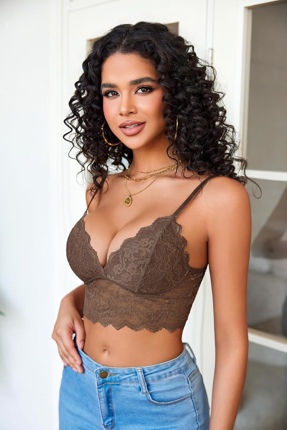 Avidlove dam spets bustier camisole sexig crop top V-ringad bralette undertröja bh spagettiremmar tank basic magfri toppar festival going outfit