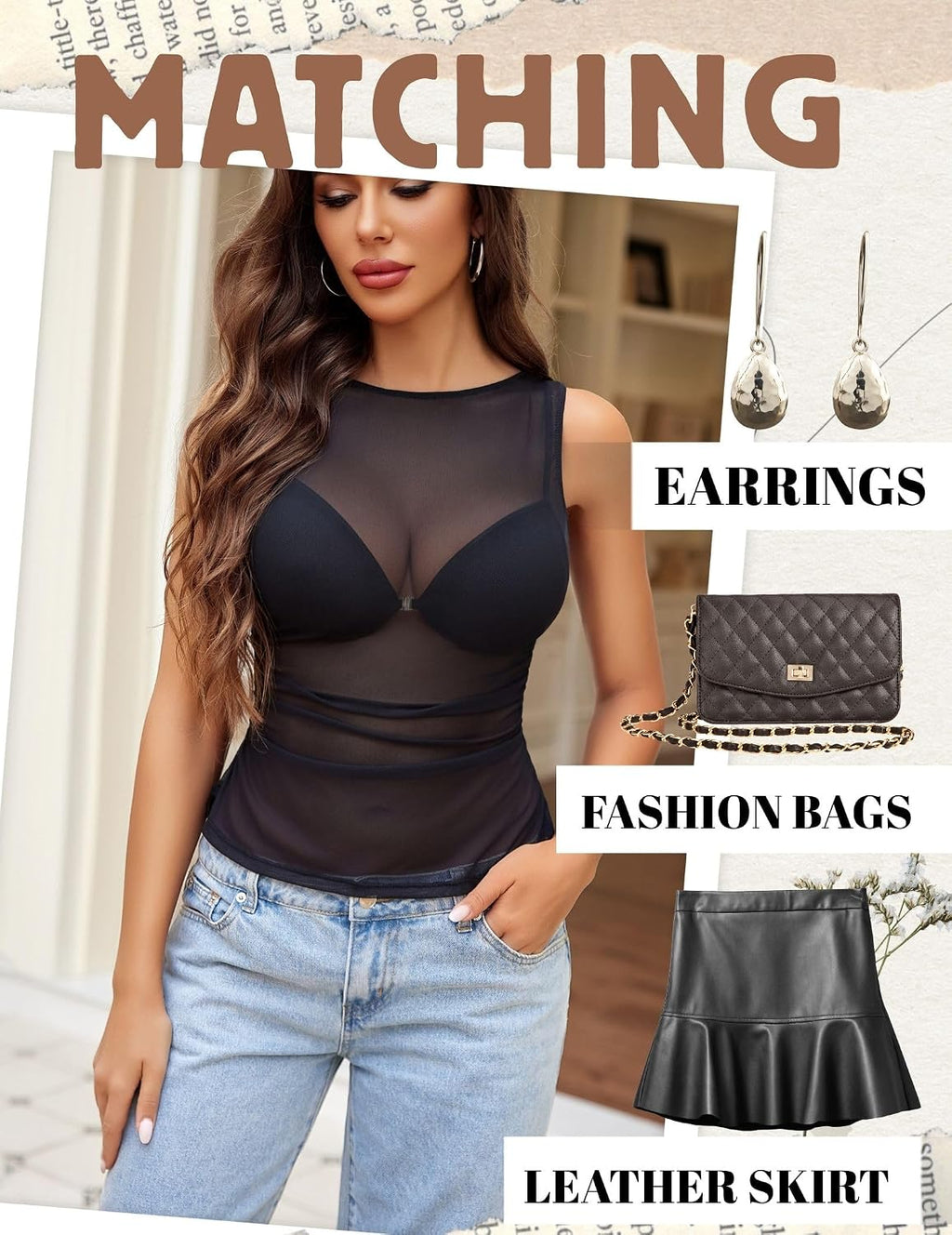 Avidlove Dam elegant genomsytt topp ärmlös linne sexig transparent bodys spets mesh festival outfit rave slim fit undertröjor camisole linne