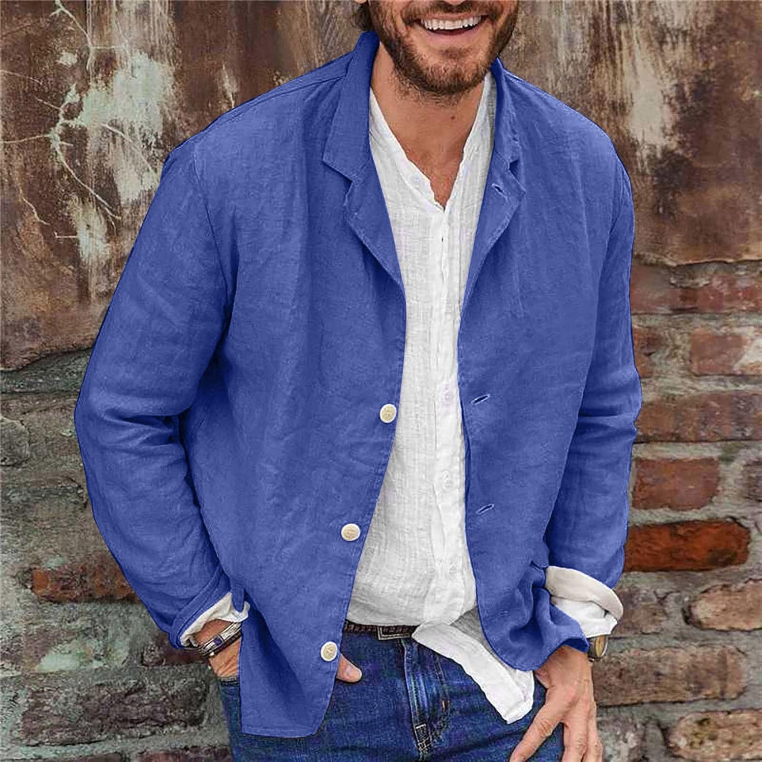 Lätt blazer för män tunn sommarrock herr vardaglig blazer fritid krage skjorta vår tunna rockar långärmad mysig jacka lös enfärgad skjortor andningsbar butt-up overshirt