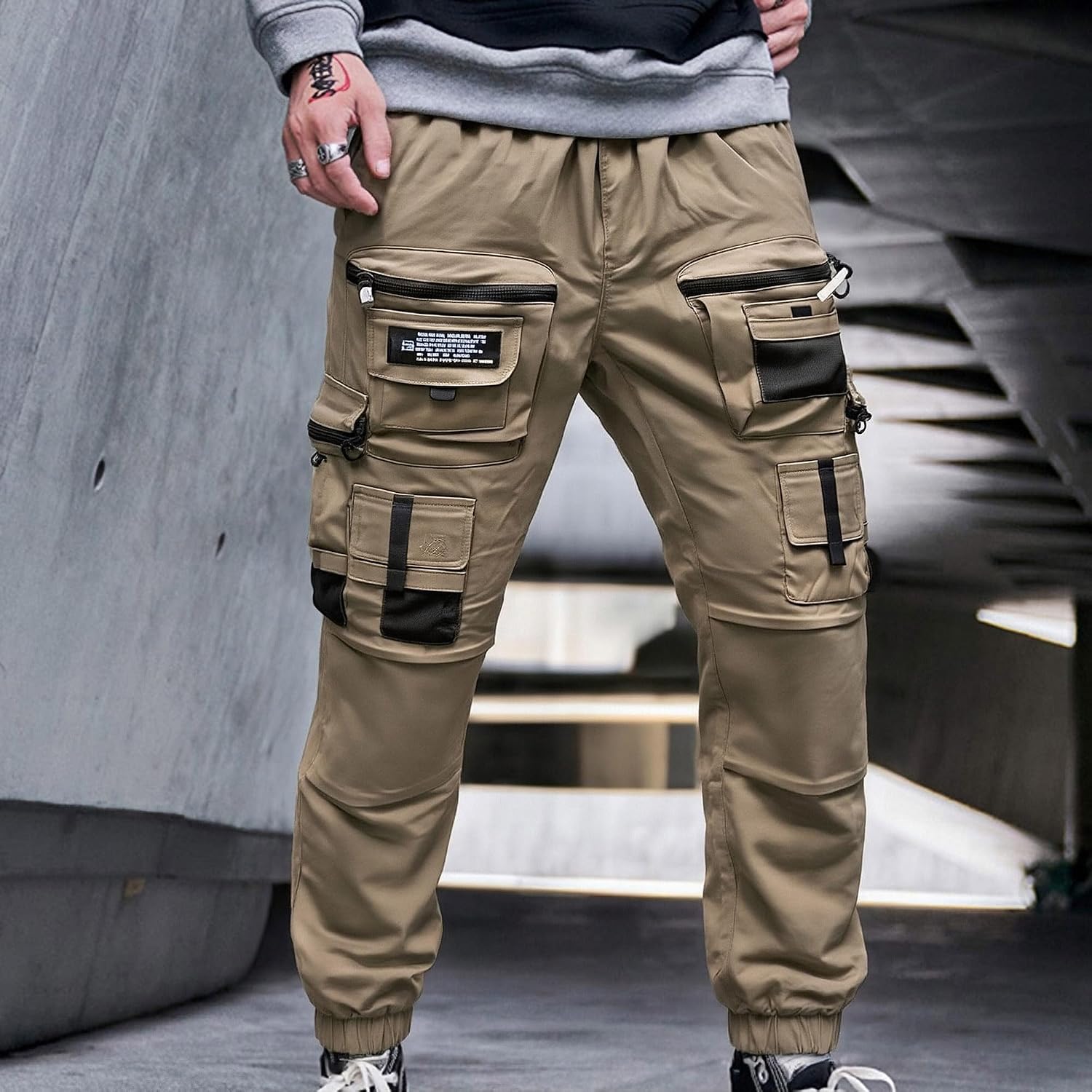 XYXIONGMAO Multi-Pocket lösa overaller vardagliga funktionella byxor cargo joggingbyxor techwear harem hip hop byxor för män