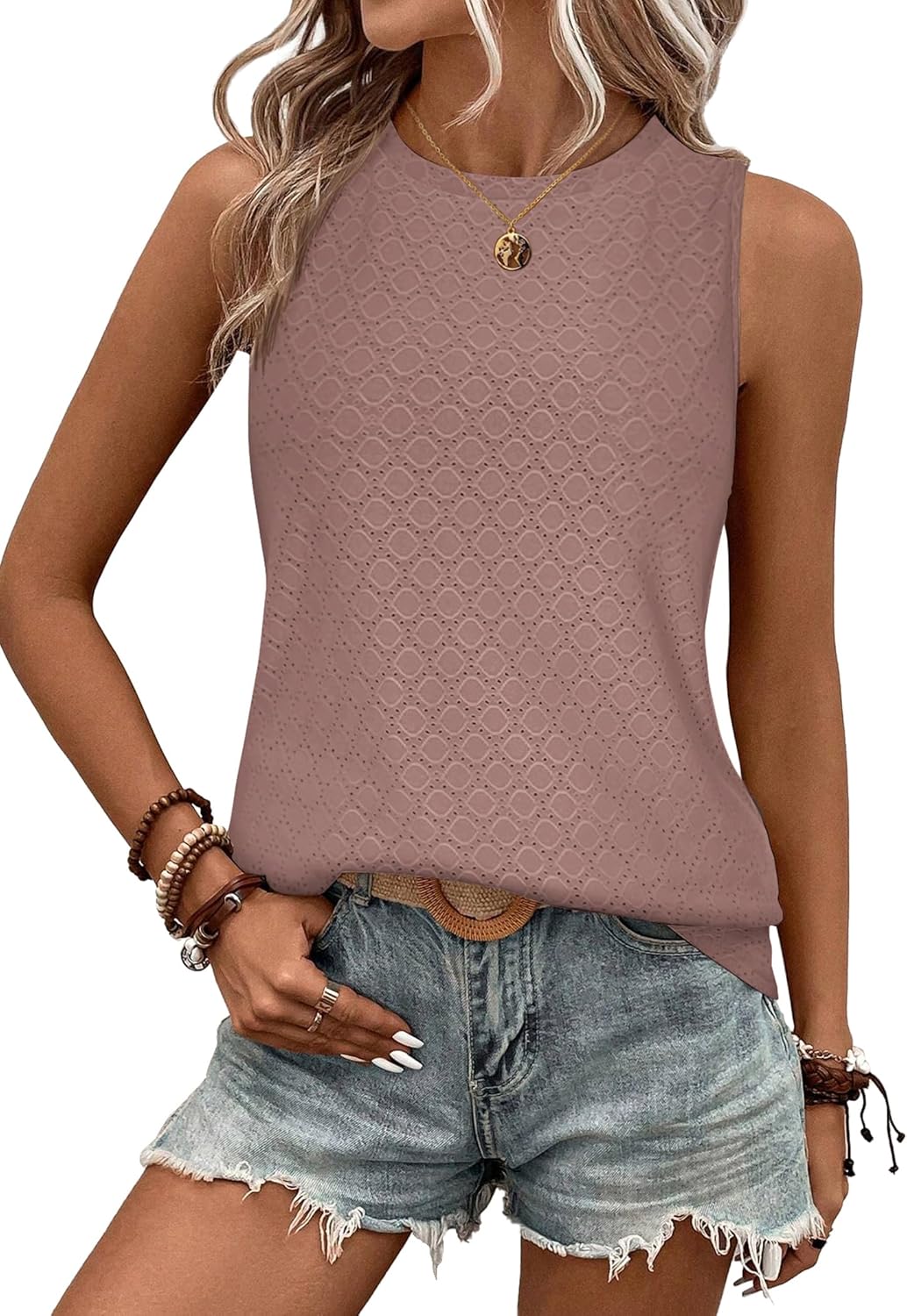 Zeagoo damlinne 2026 sommar ärmlös t-shirt rund hals blustopp lätt eleganta toppar basic top S–XXL