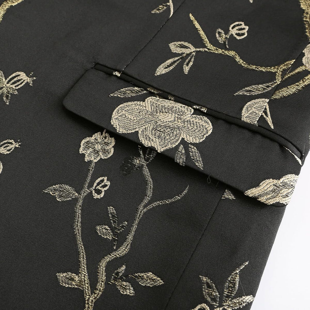 YOUTHUP Broderi blazer för män smal passform blommig kostym jacka snygg blommig smoking jackor
