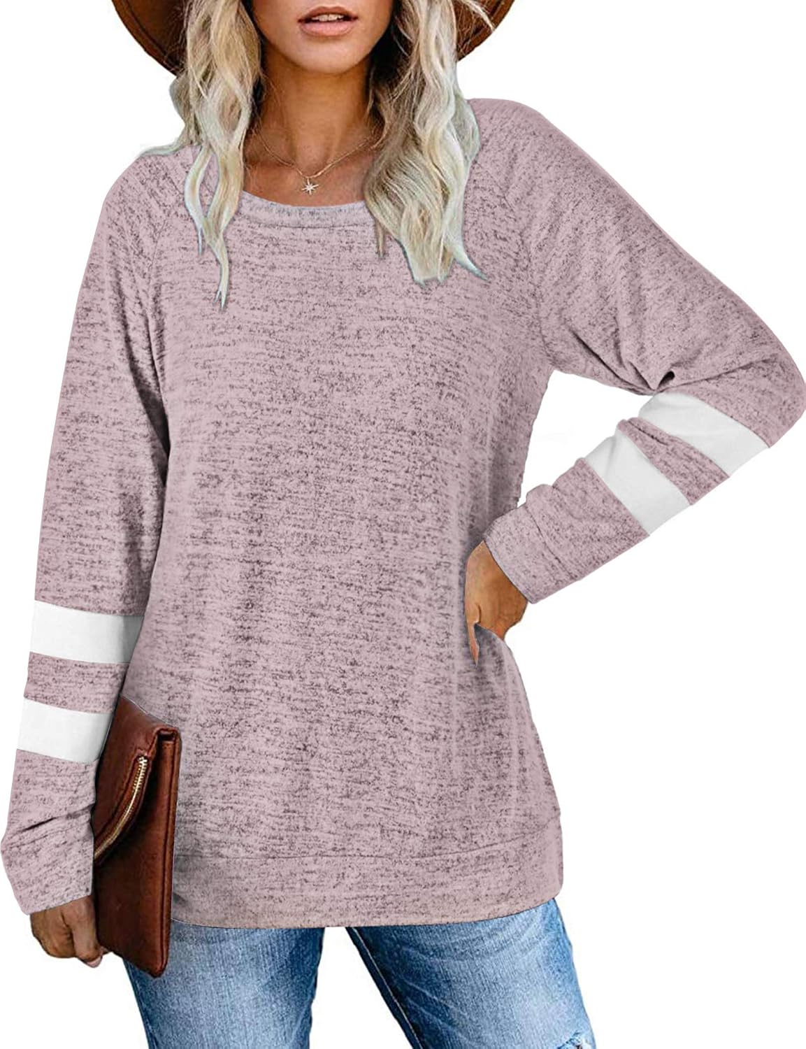 MOLERANI Långärmad rund hals lediga T-shirts blusar sweatshirts tunika toppar för vintern