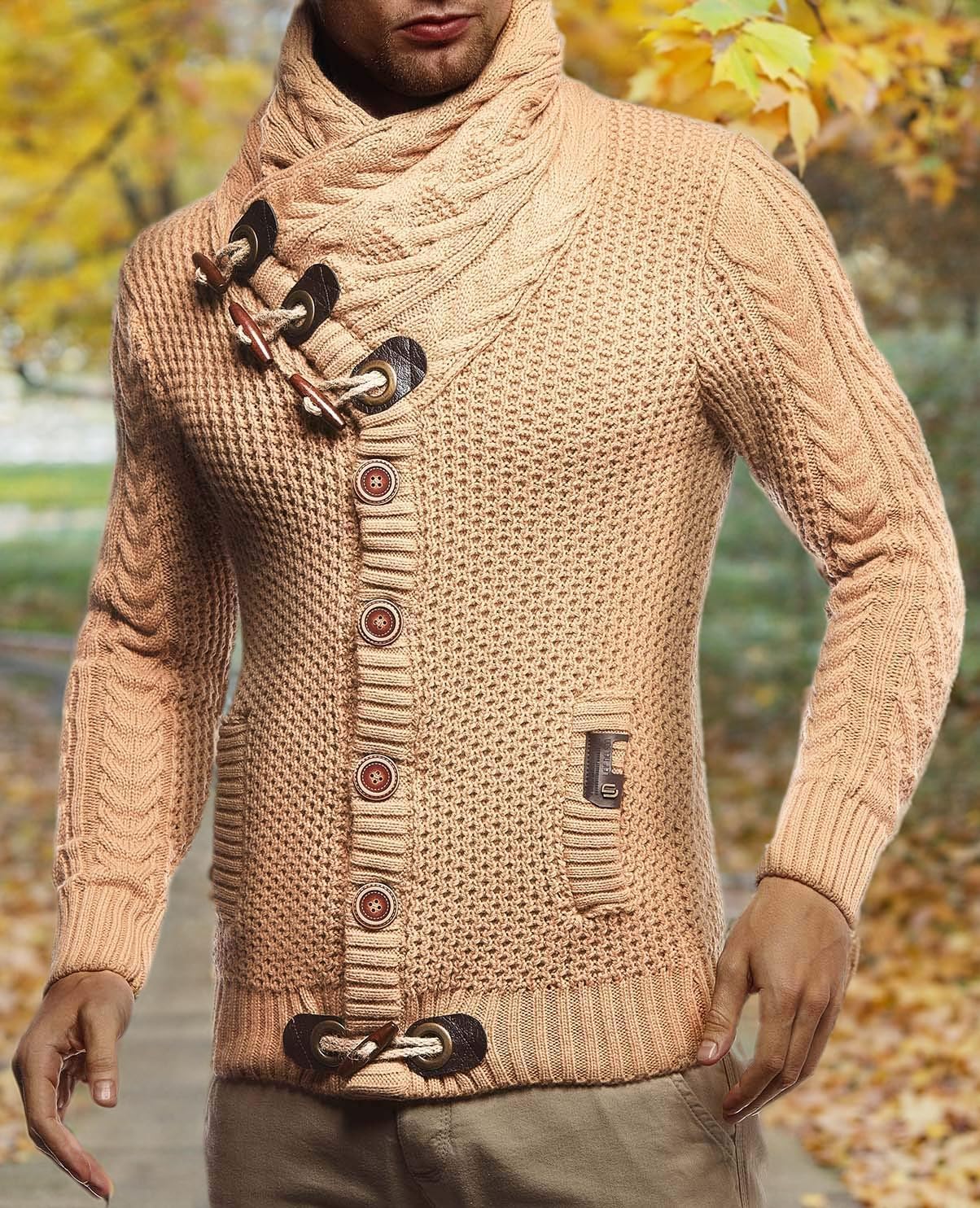 Leif Nelson Herrcardigan, jacka med sjalkrage, LN-4195