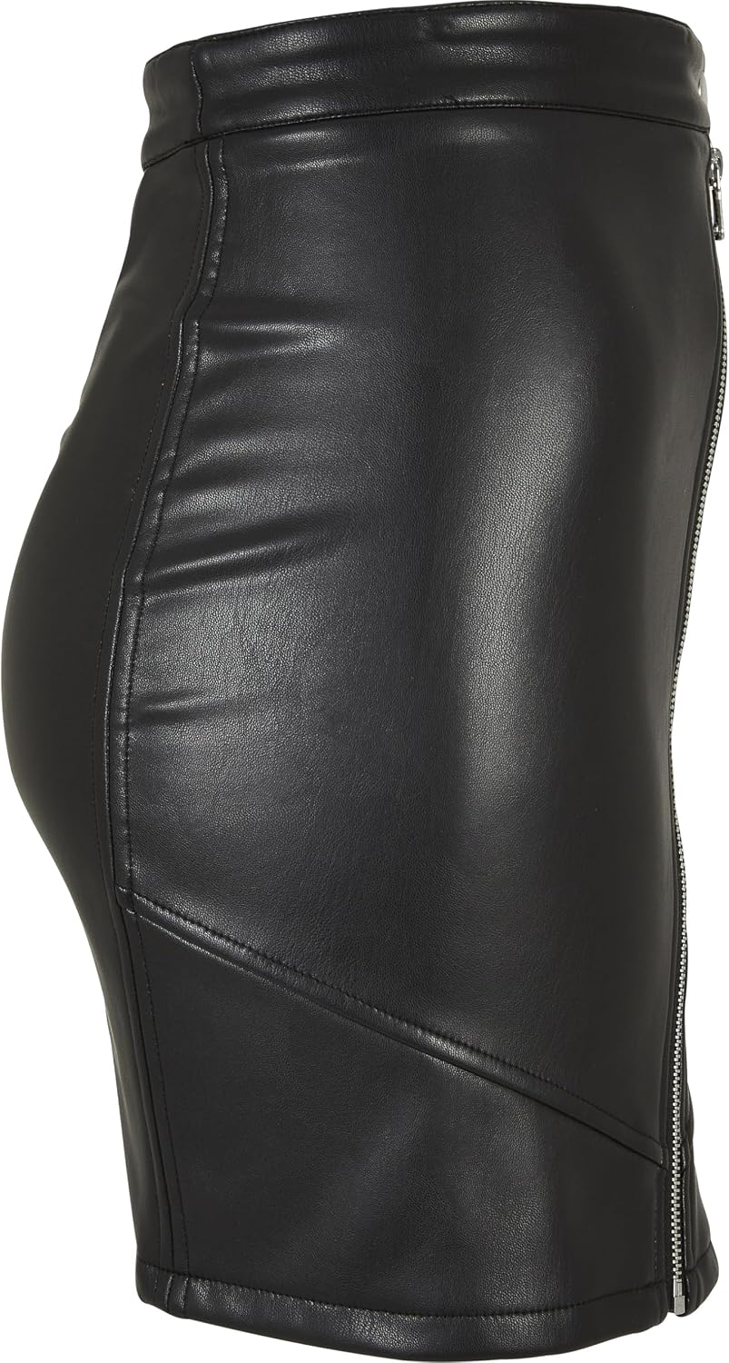 Urban Classics Biker kjol i syntetiskt läder, damkjol i konstläderlook, finns i svart, storlekar XS-5XL, svart, M