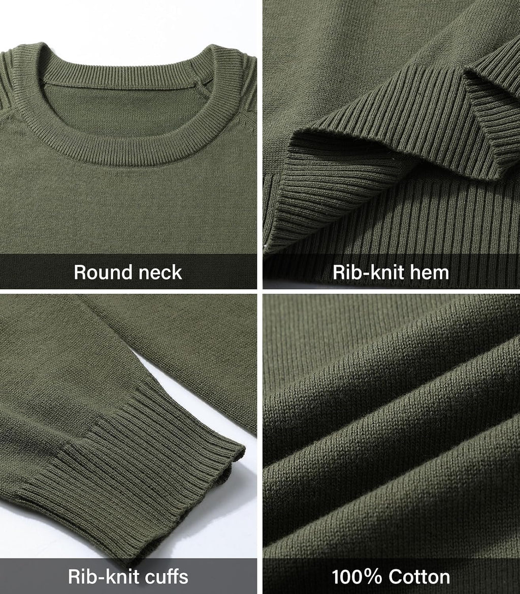 herr rund hals raglan långärmad jumper enfärgad termisk stickad pullover axel ribbning detalj 100 % bomull klassiska stickade kläder höst vinter