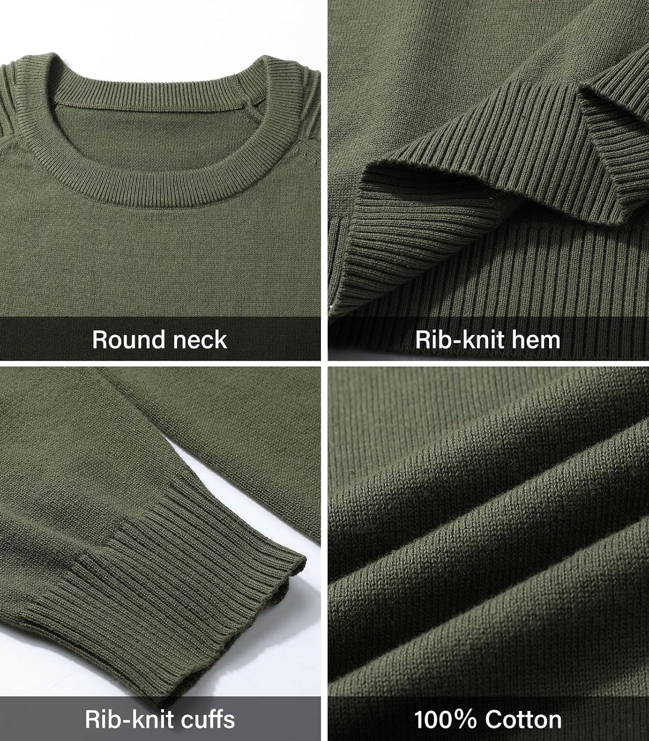 herr rund hals raglan långärmad jumper enfärgad termisk stickad pullover axel ribbning detalj 100 % bomull klassiska stickade kläder höst vinter